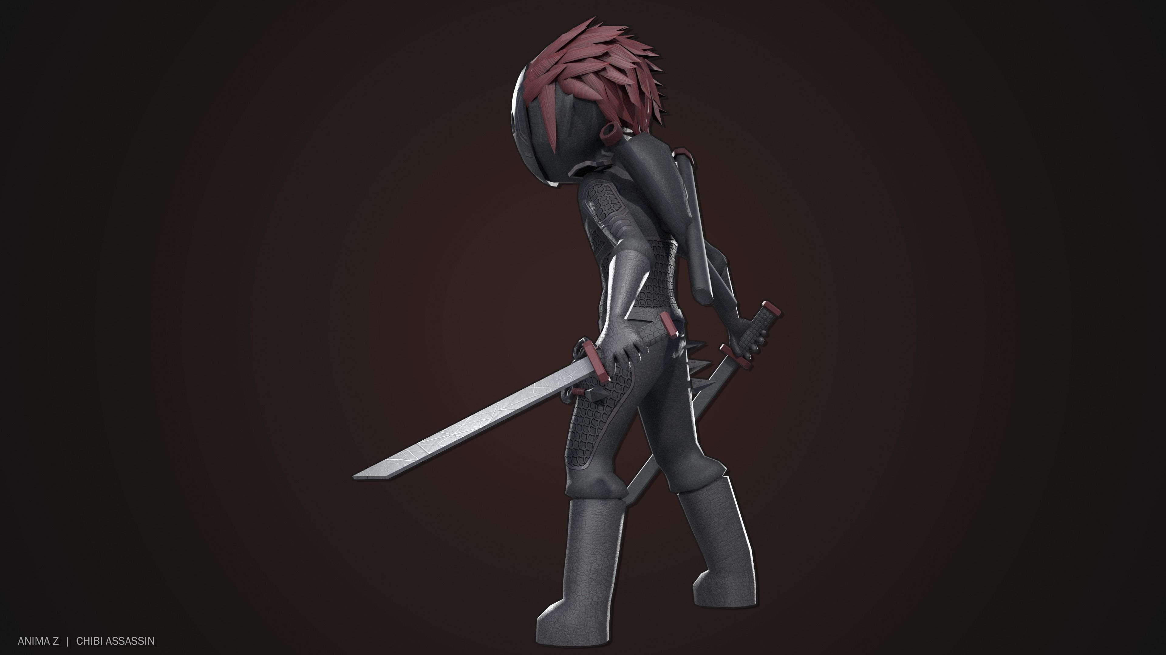 Chibi Assassin Low-poly 3D model_9