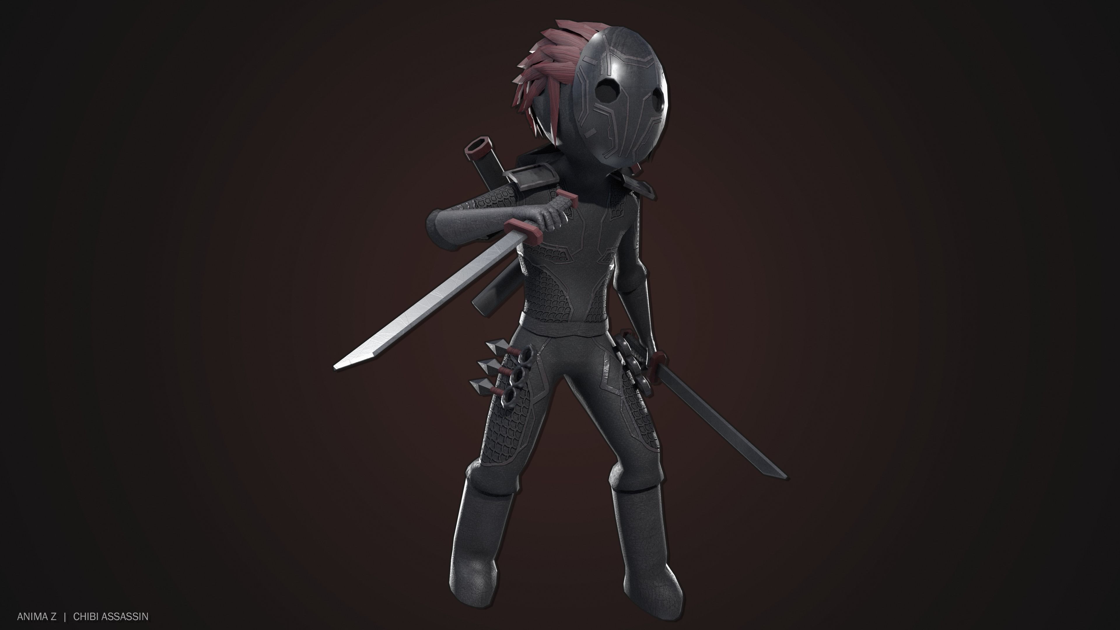 Chibi Assassin Low-poly 3D model_4