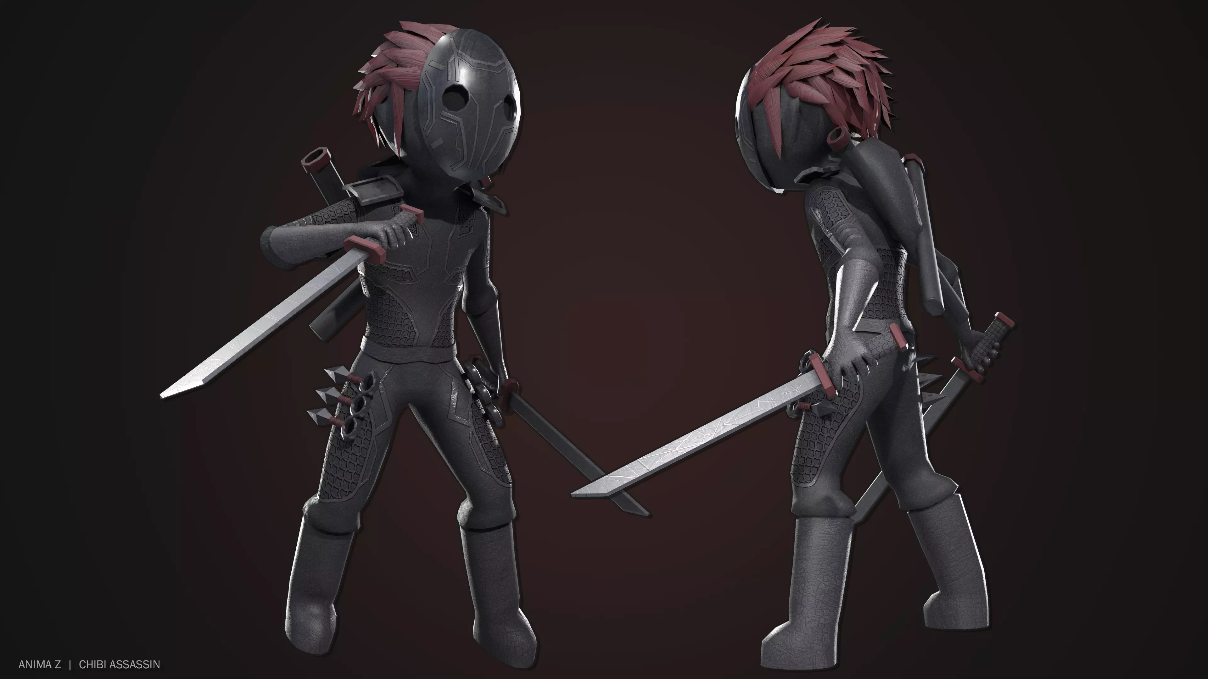 Chibi Assassin Low-poly 3D model_0