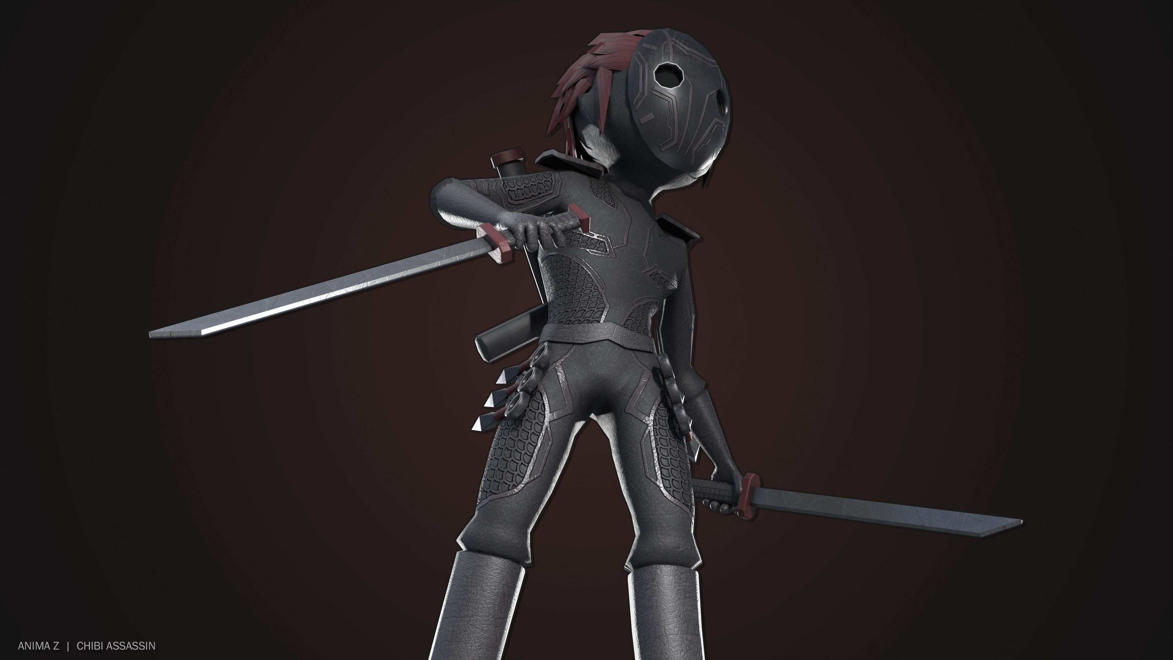 Chibi Assassin Low-poly 3D model_7