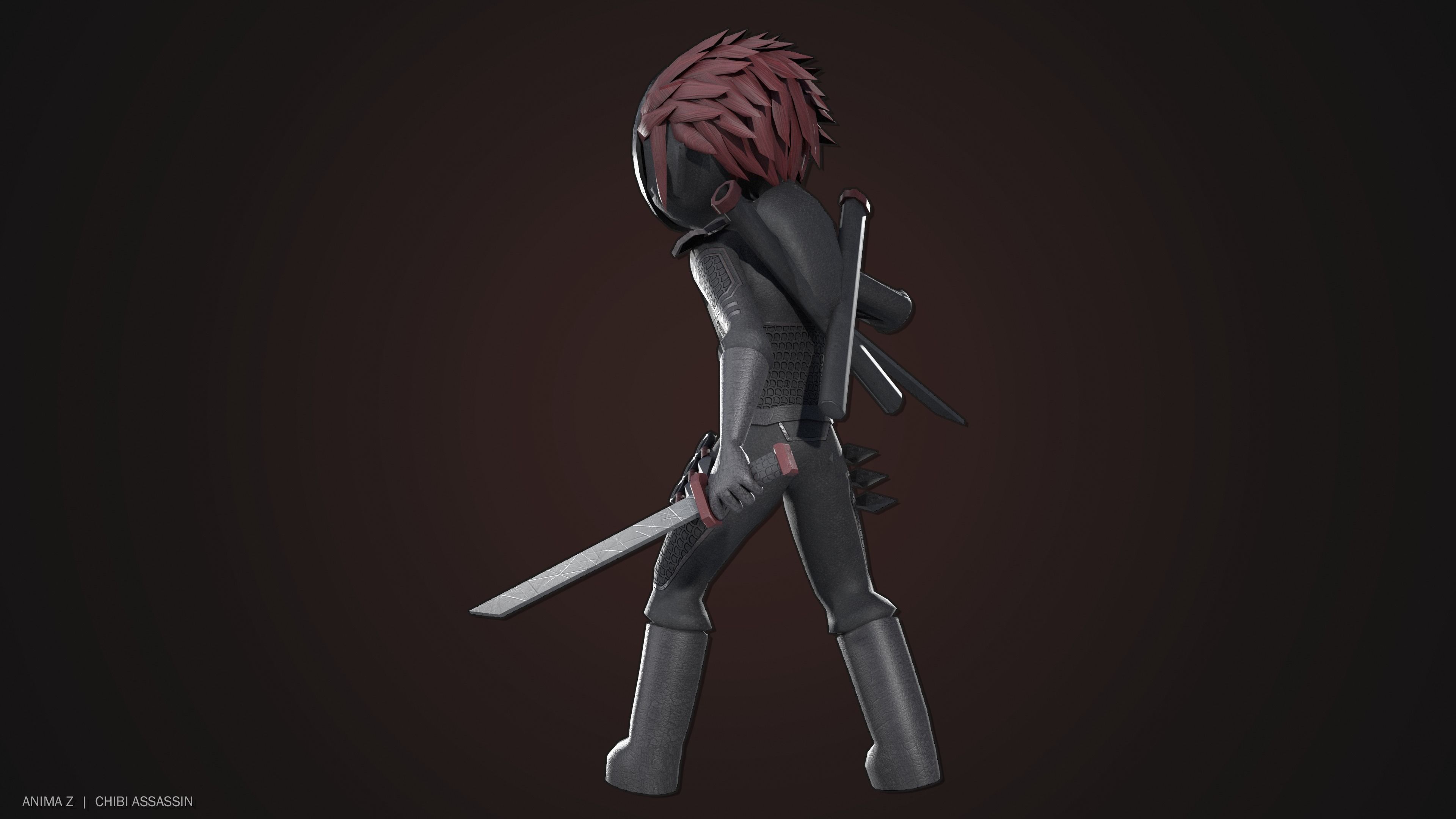 Chibi Assassin Low-poly 3D model_5