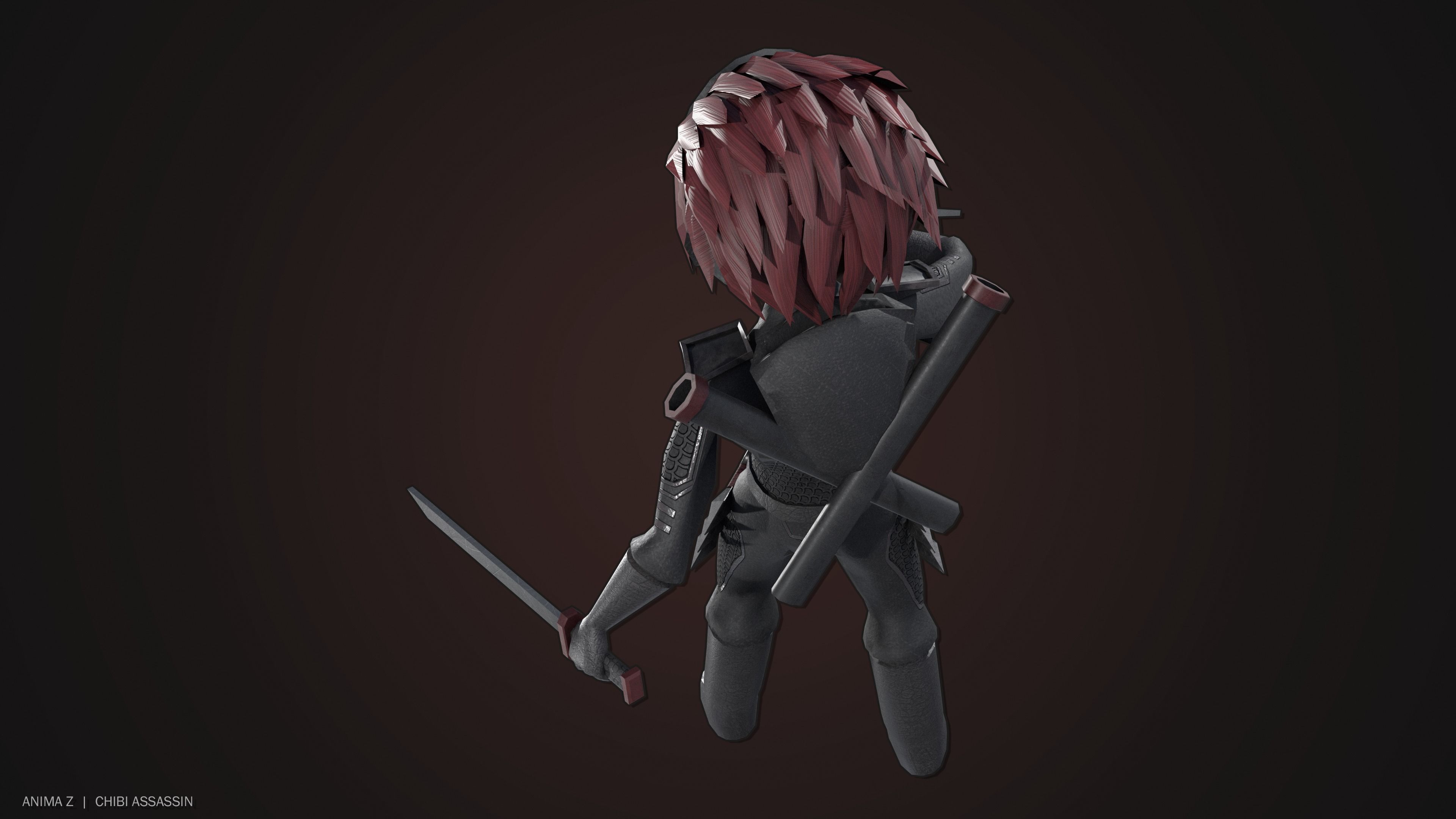 Chibi Assassin Low-poly 3D model_8