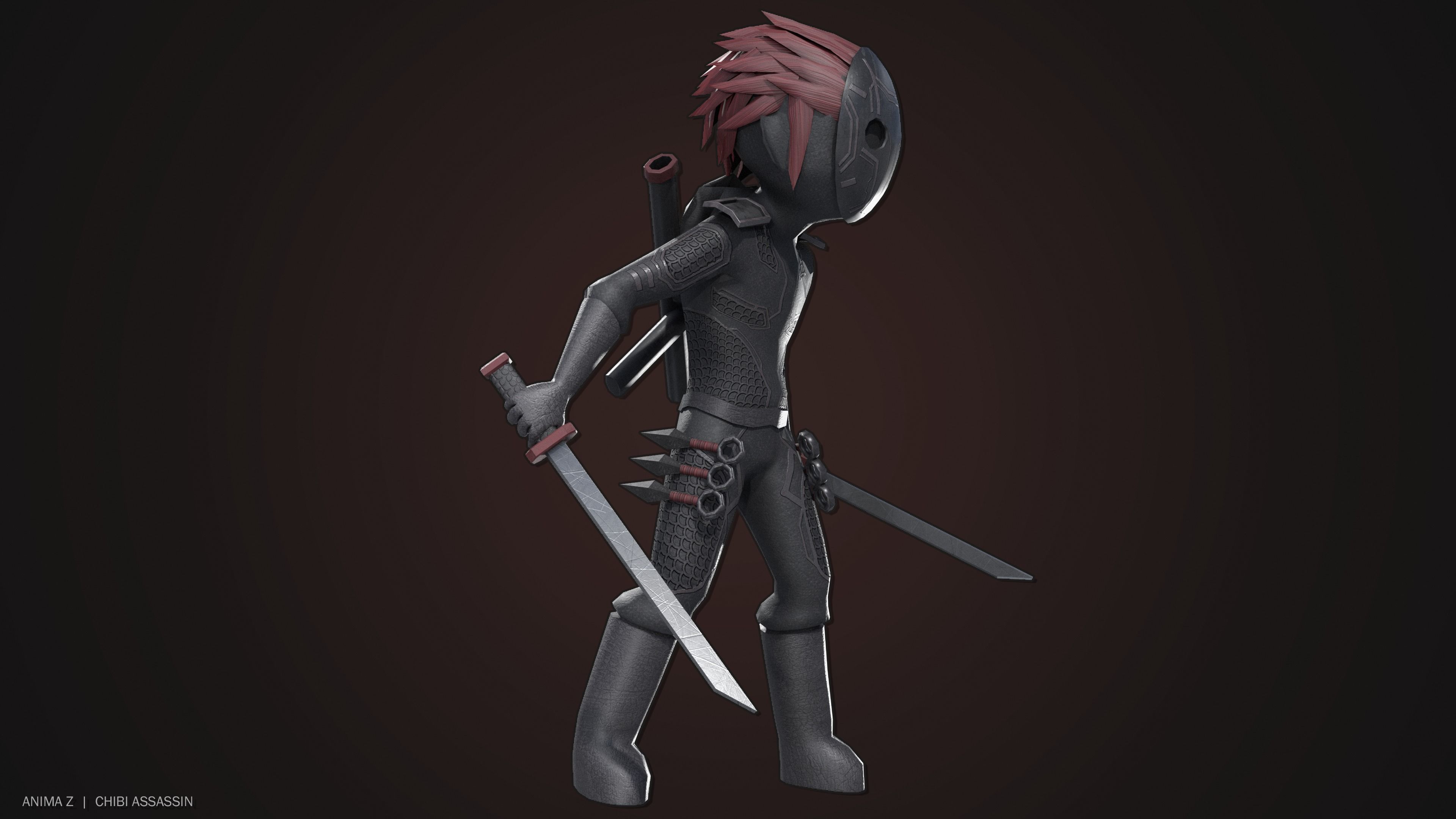 Chibi Assassin Low-poly 3D model_1