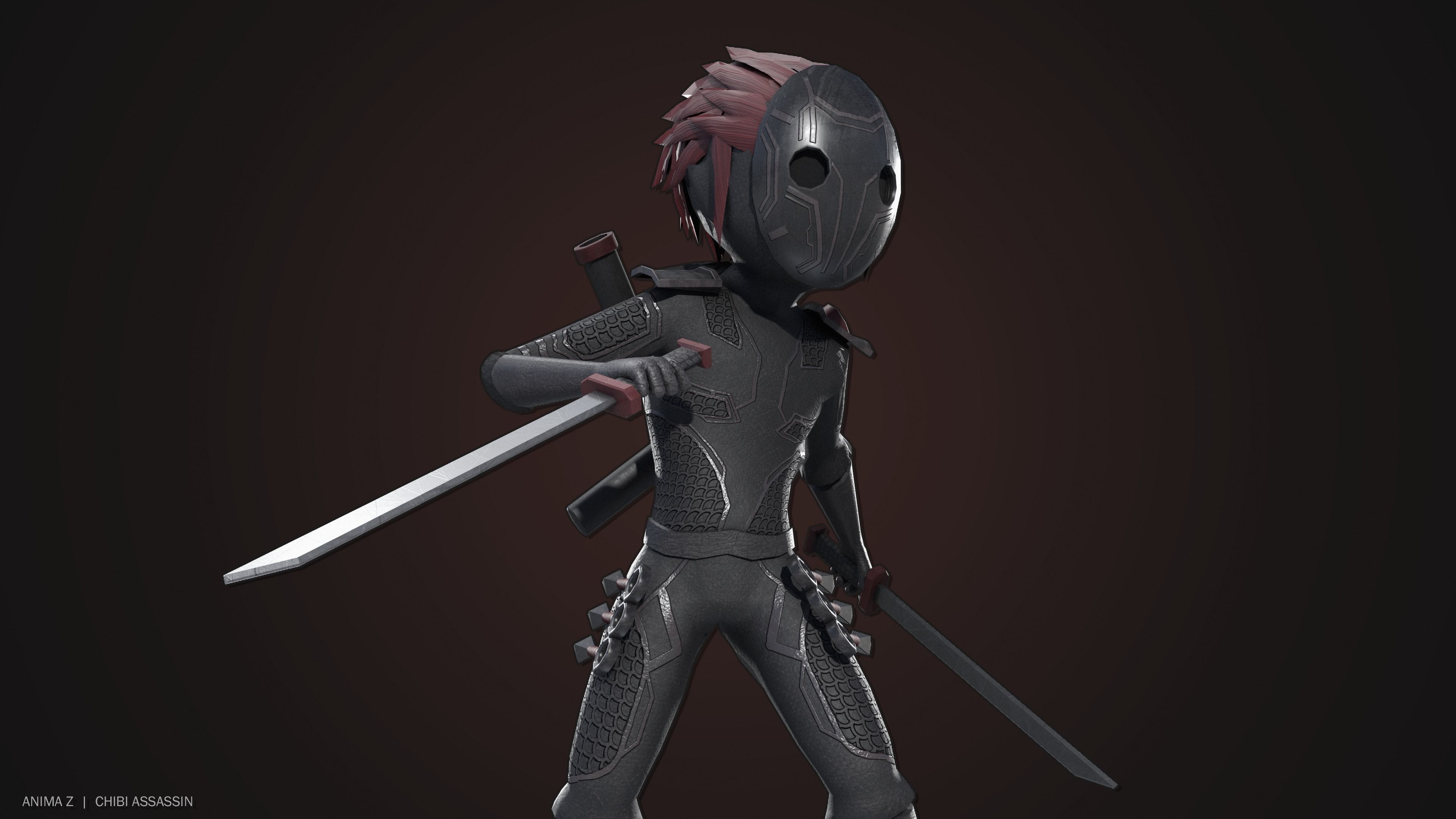 Chibi Assassin Low-poly 3D model_6