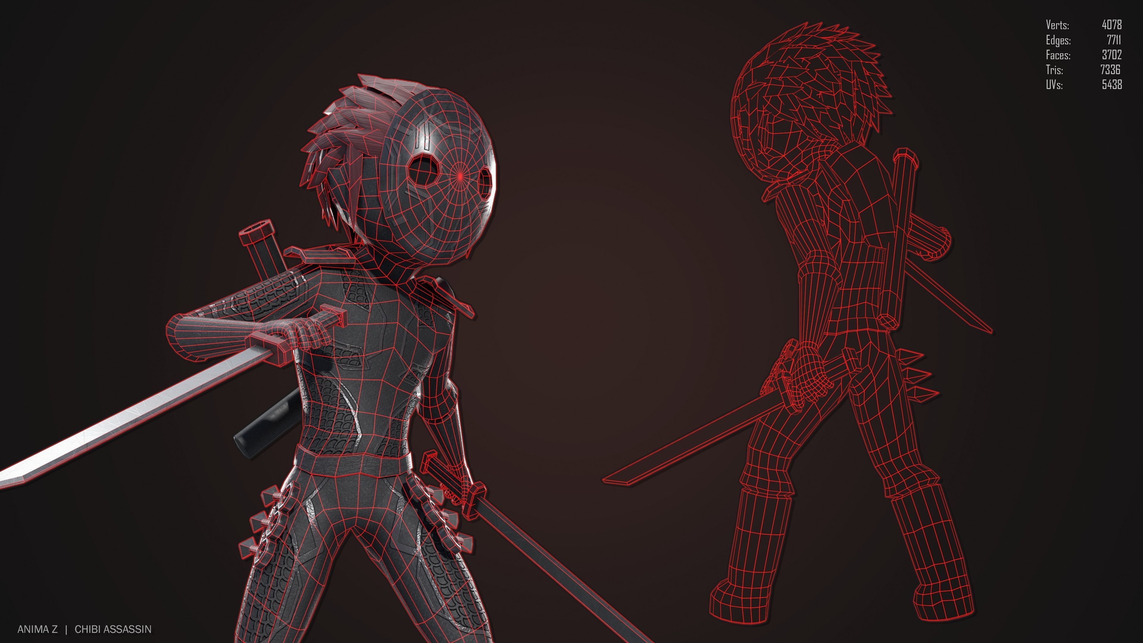 Chibi Assassin Low-poly 3D model_2