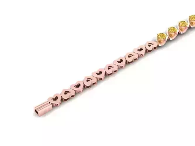 Heart Link Bracelet with Gemstones for Women 1353