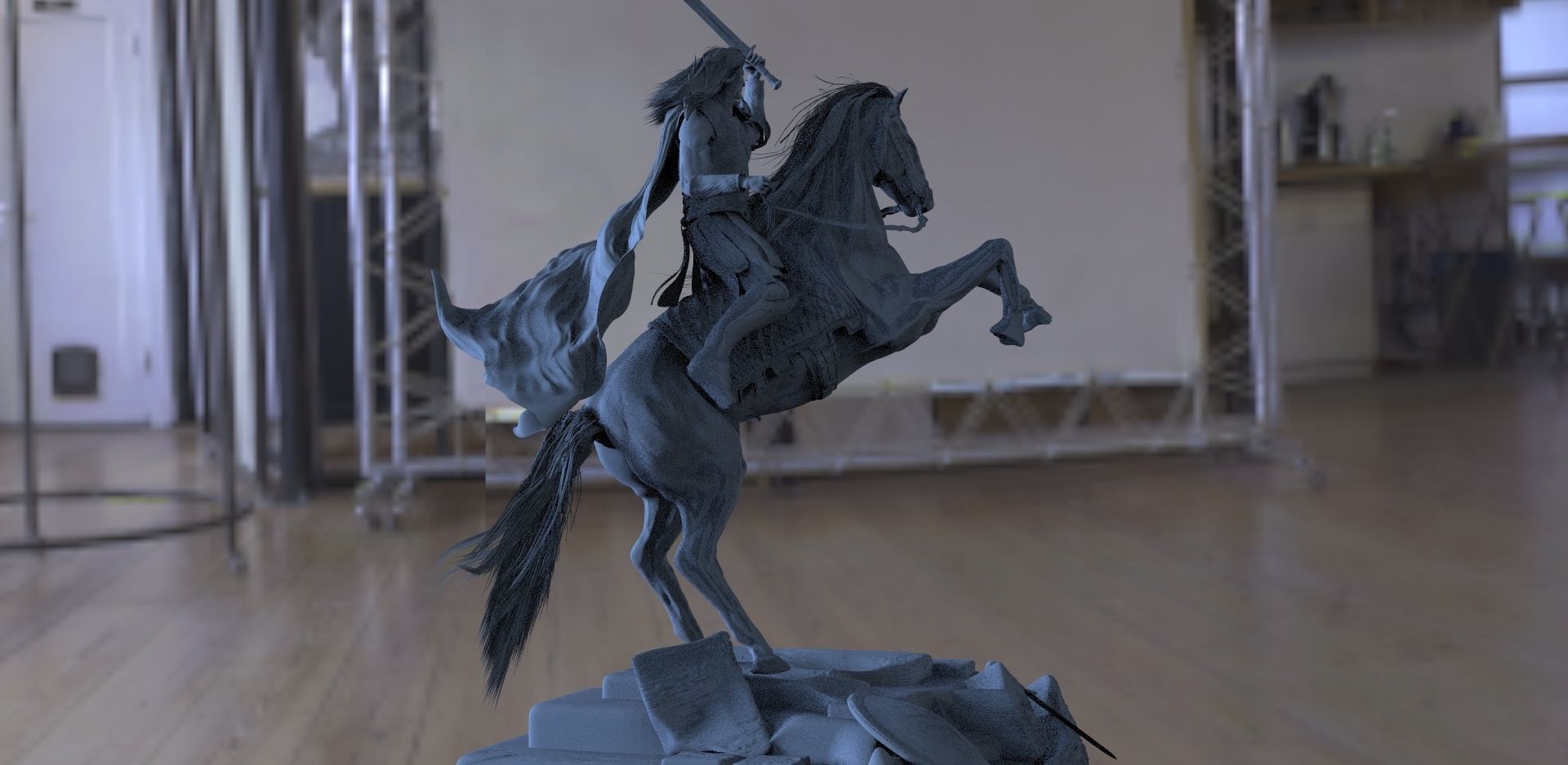 Generals Charge Horse and General 3D model_2