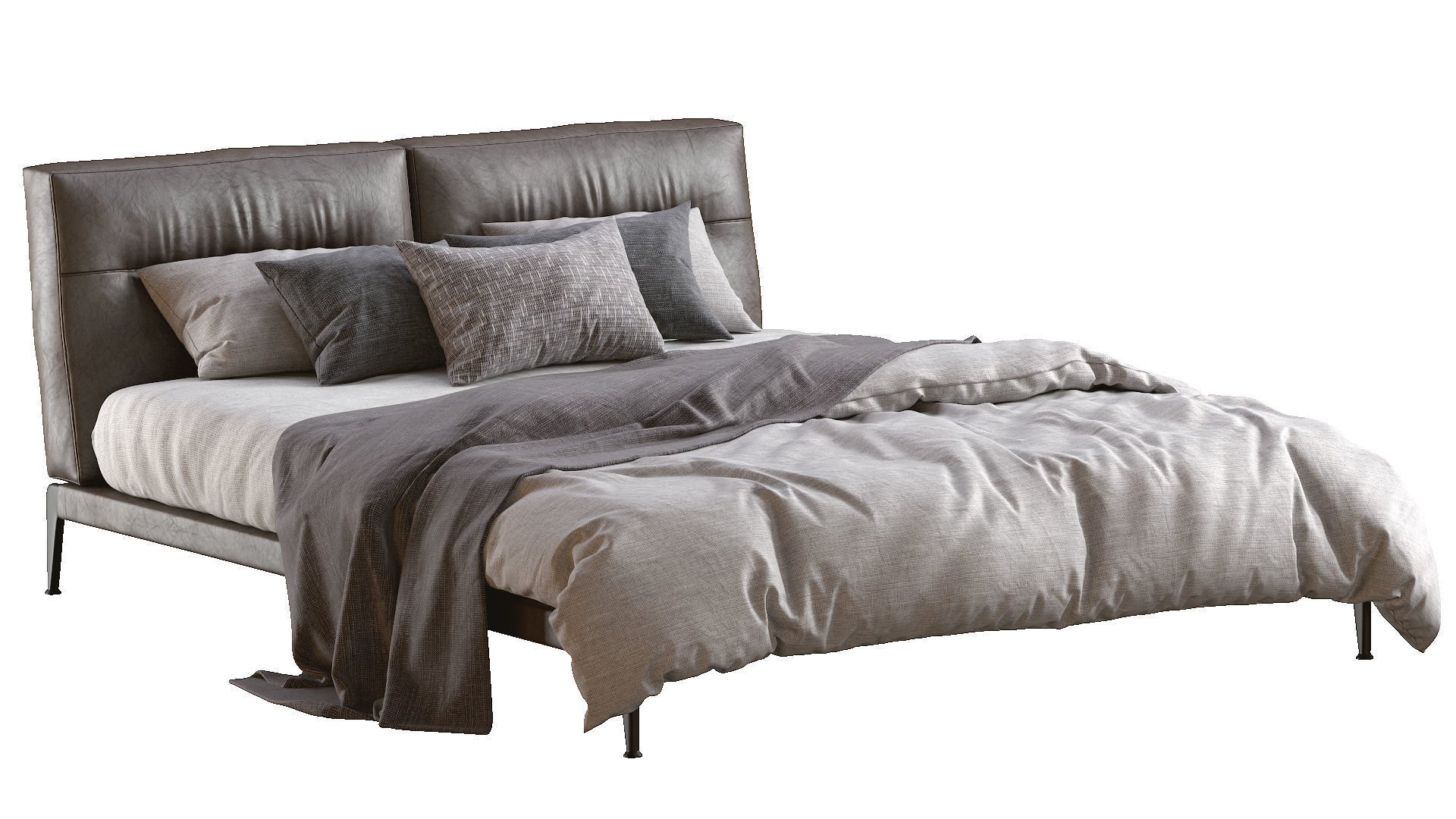 Adda Leather Bed By Flexform 3D model_2