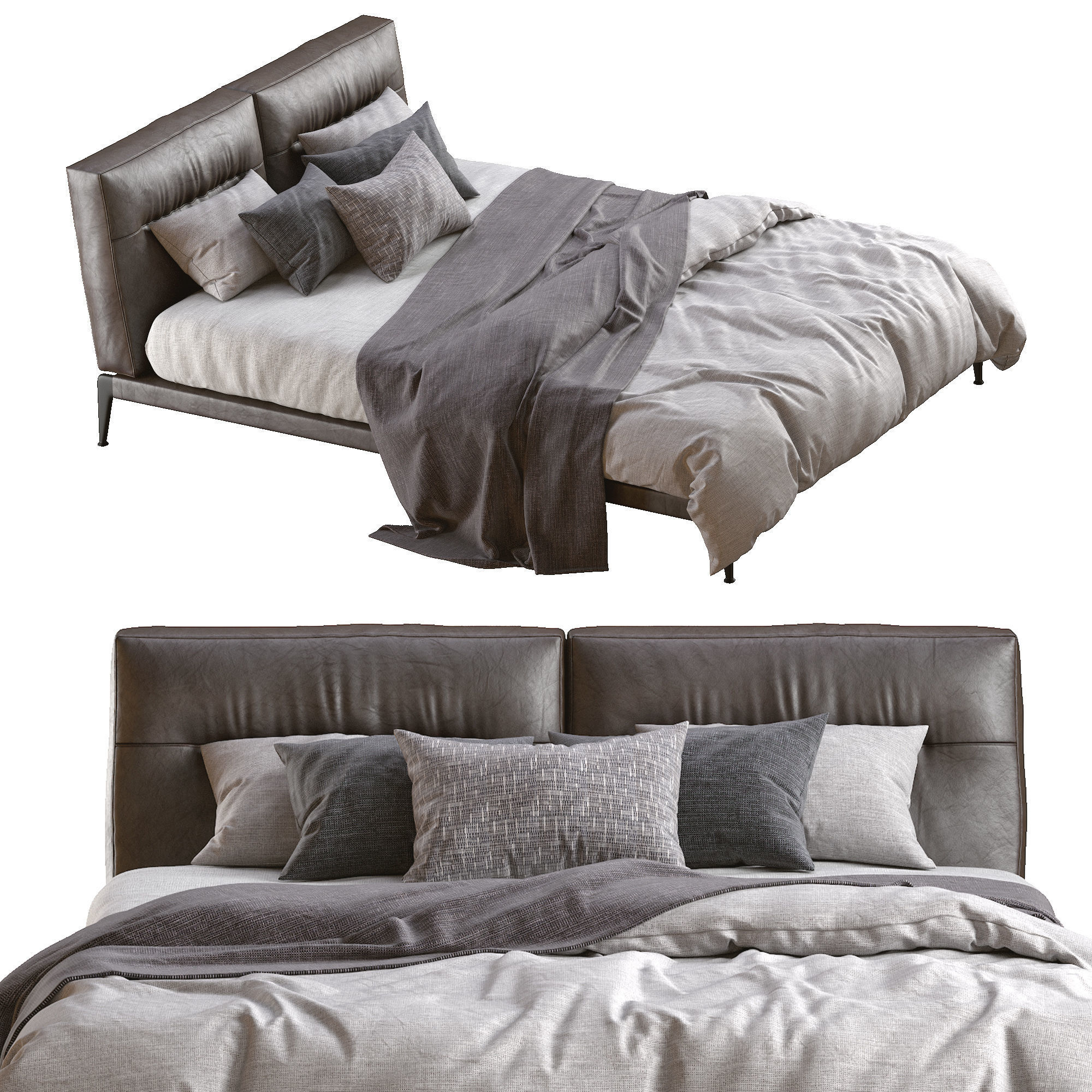 Adda Leather Bed By Flexform 3D model_15