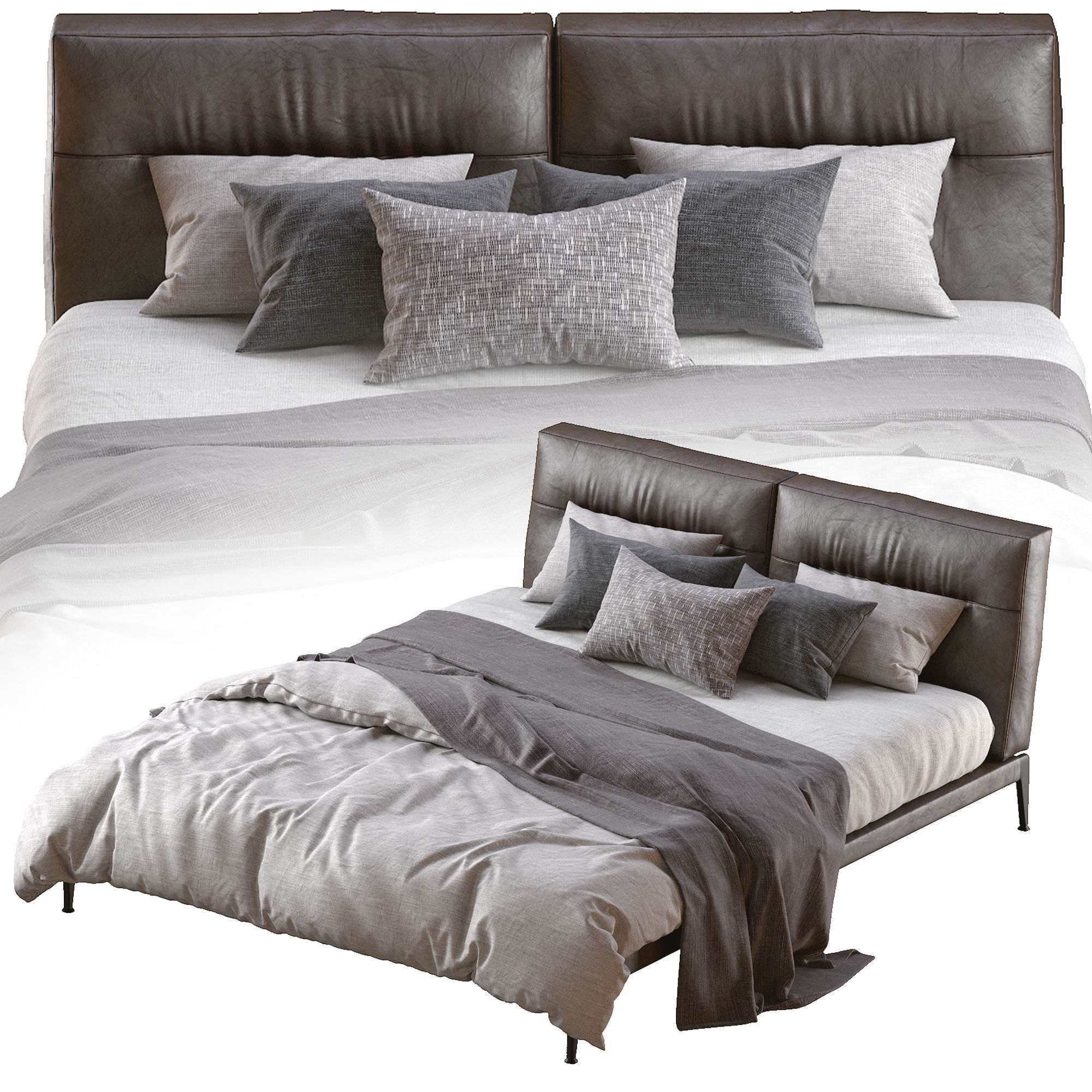 Adda Leather Bed By Flexform 3D model_10