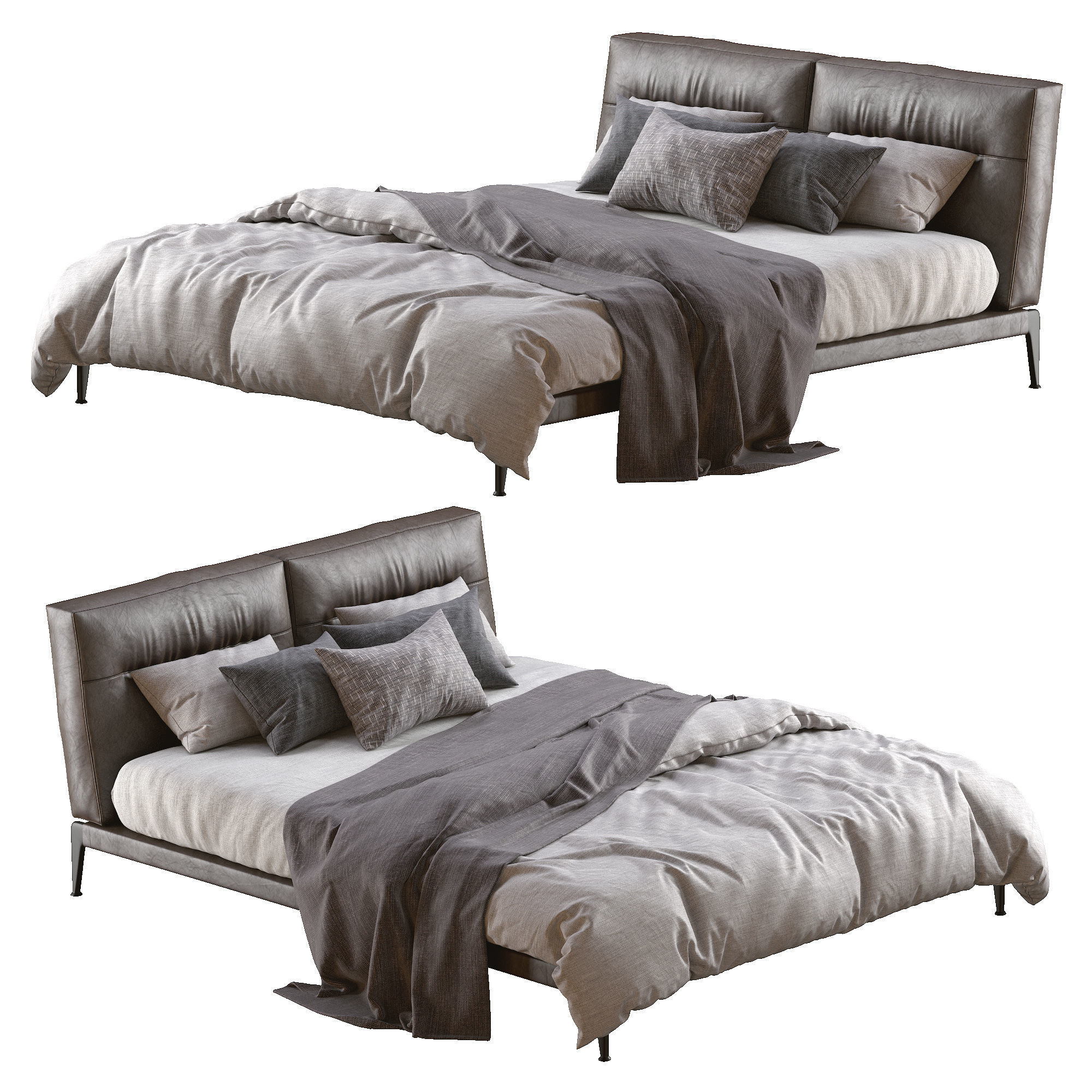 Adda Leather Bed By Flexform 3D model_14