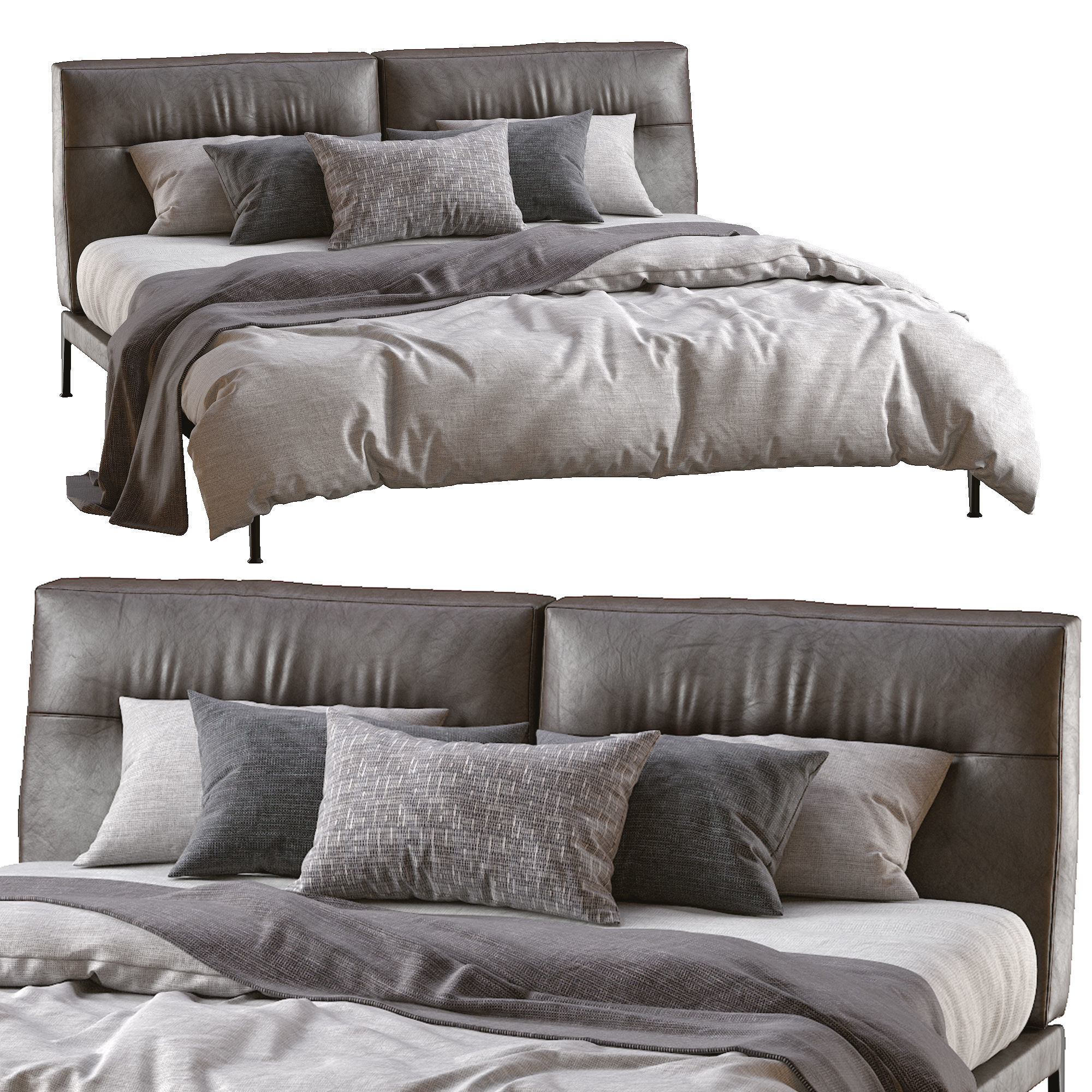 Adda Leather Bed By Flexform 3D model_11