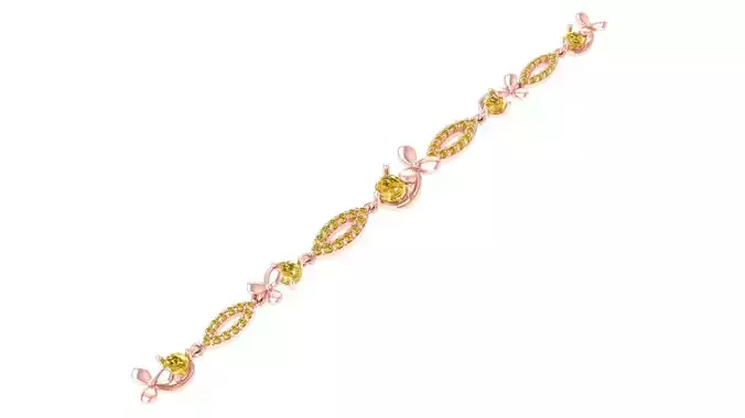 Elegant Women Bracelet with Oval Links and Bow 1354