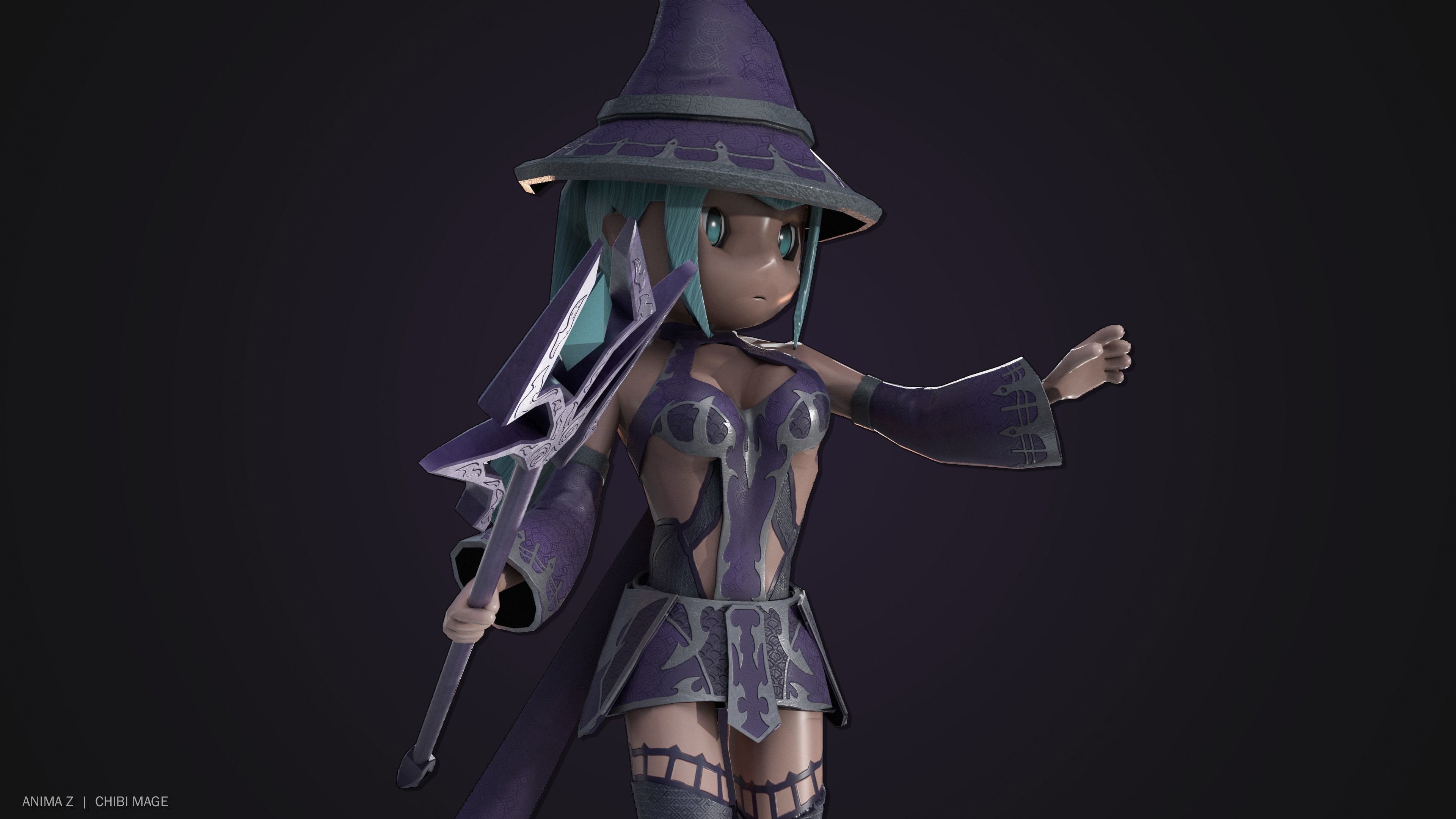 Chibi Mage Low-poly 3D model_7