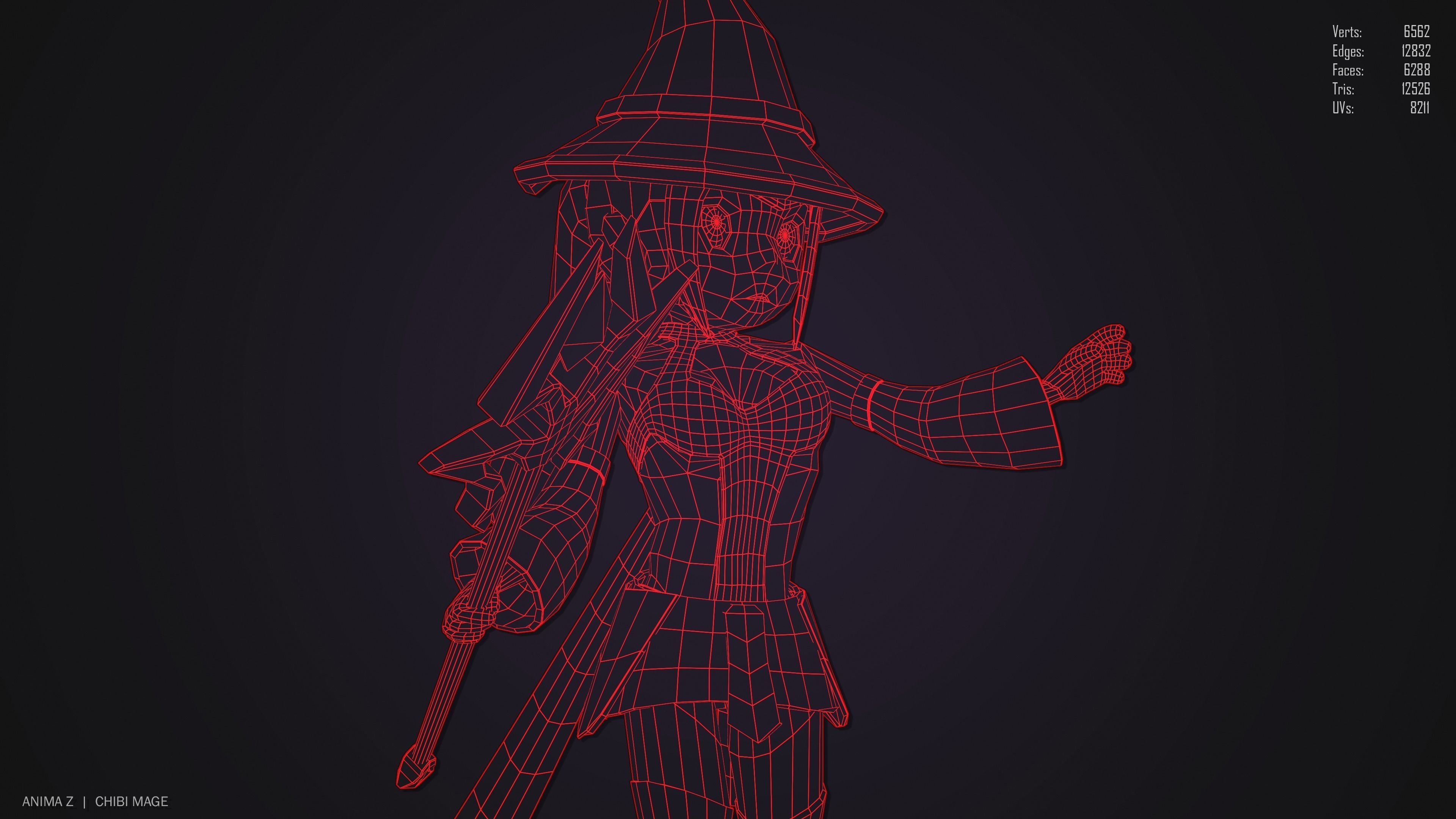 Chibi Mage Low-poly 3D model_13