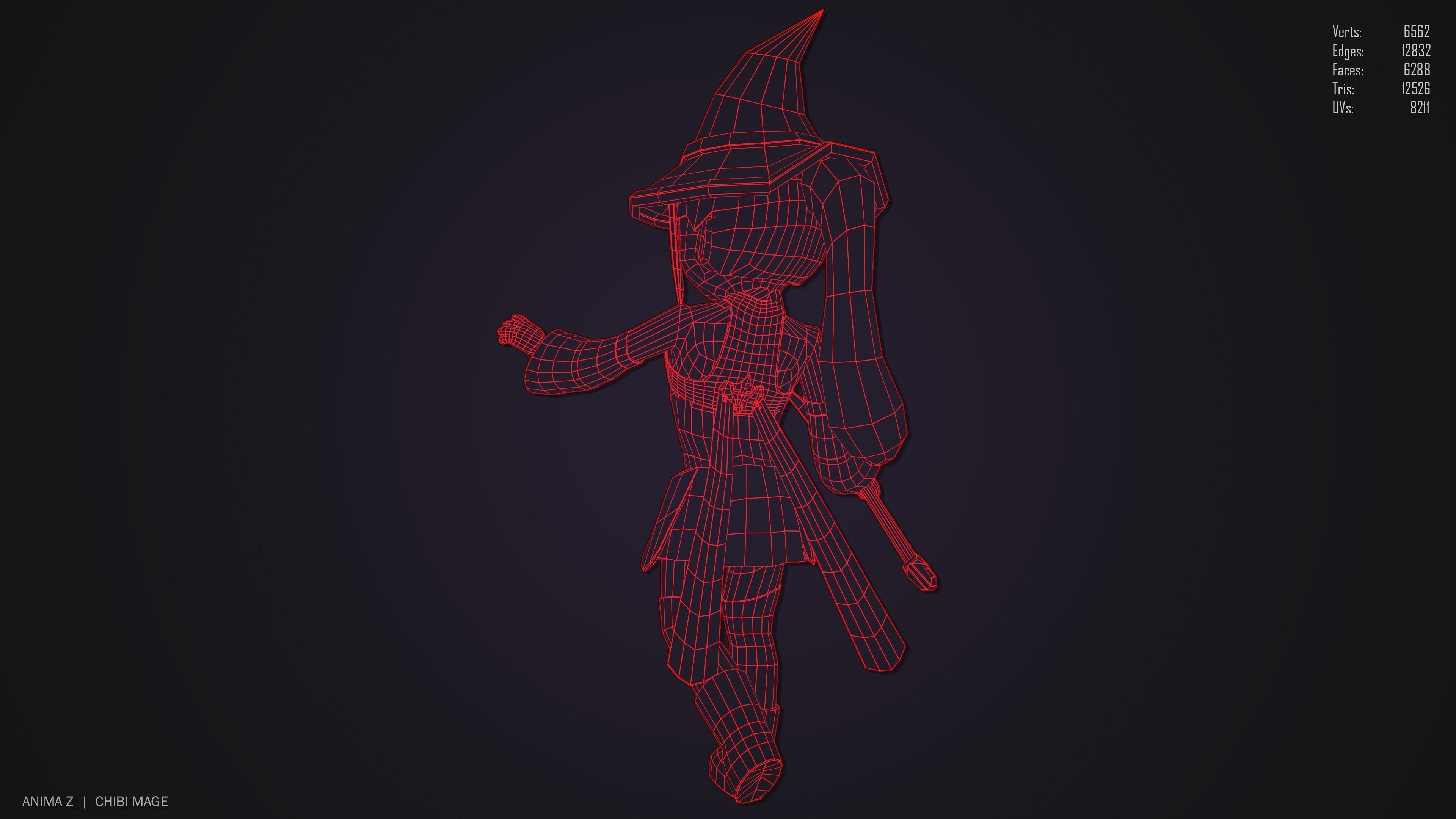 Chibi Mage Low-poly 3D model_11