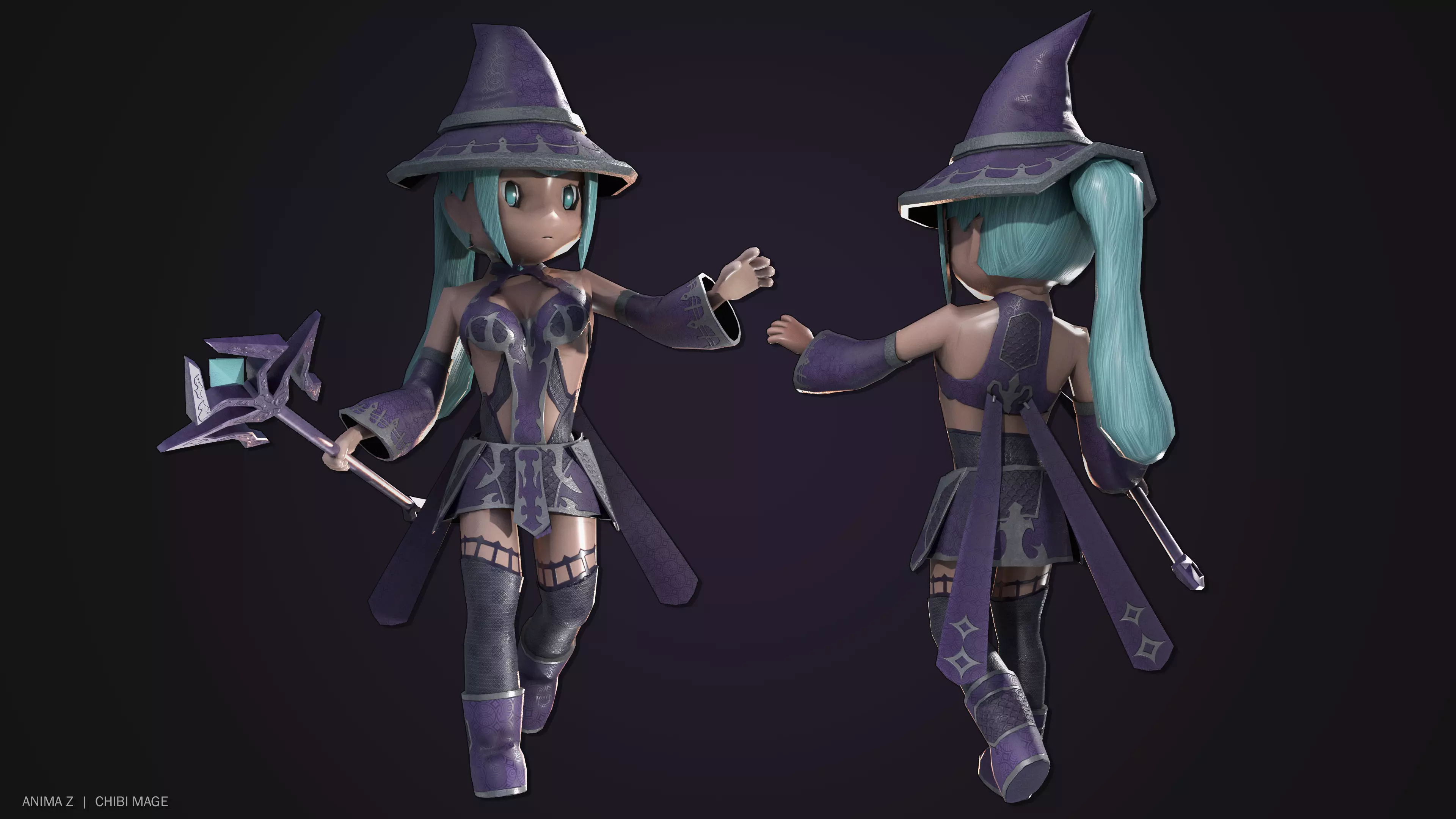 Chibi Mage Low-poly 3D model_0