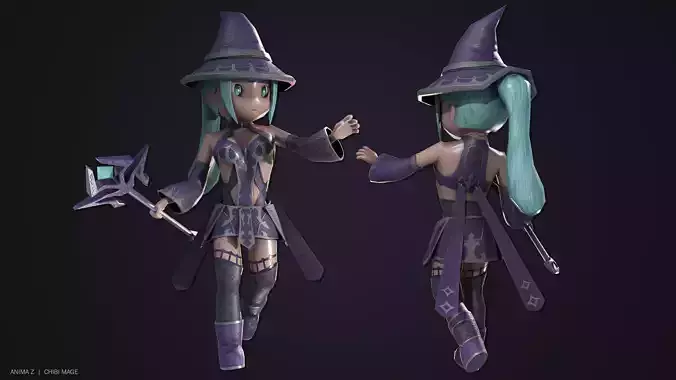 Chibi Mage Low-poly 3D model Chibi Mage Low-poly 3D model