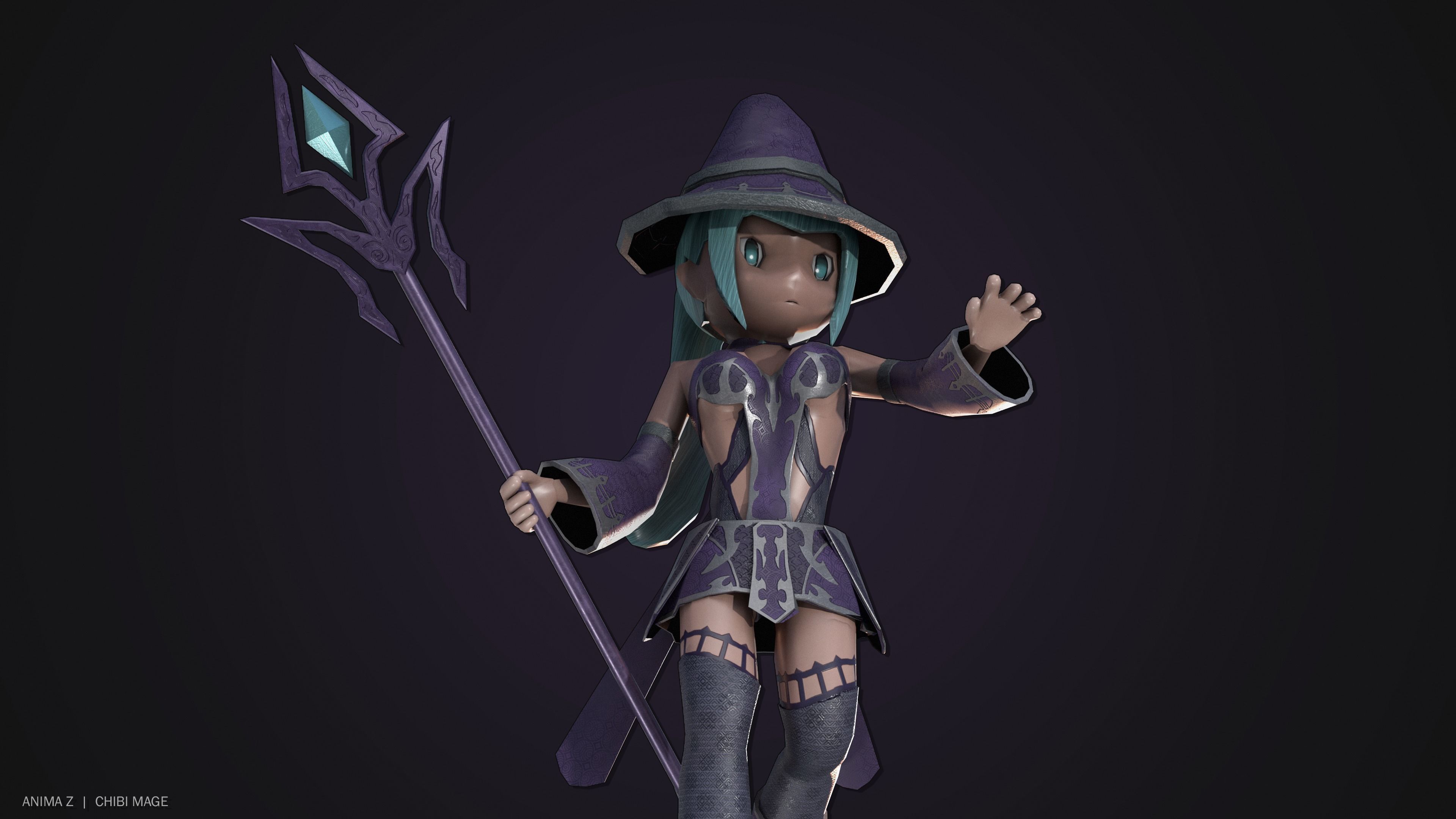 Chibi Mage Low-poly 3D model_1