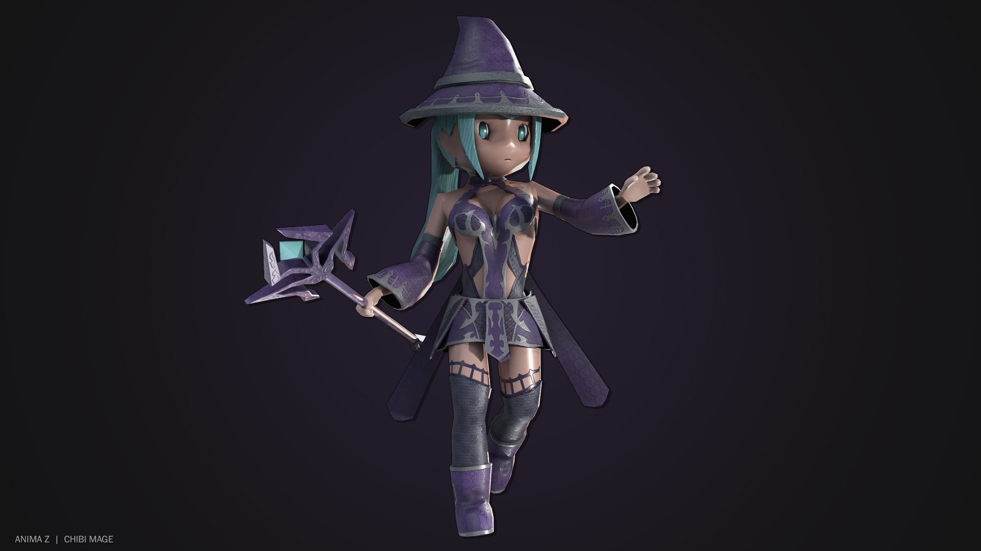 Chibi Mage Low-poly 3D model_4
