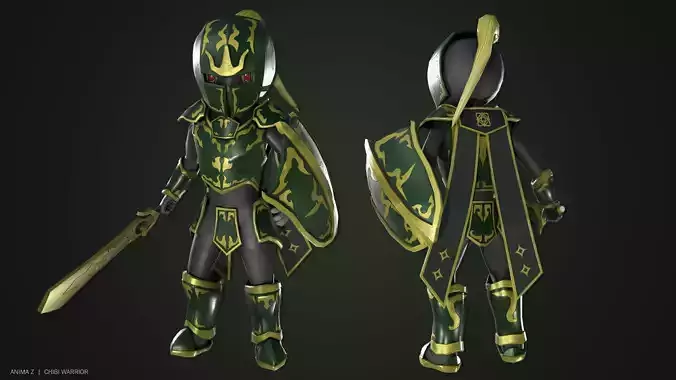 Chibi Warrior Low-poly 3D model