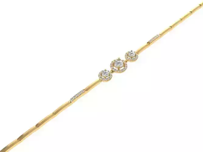 Women Halo Bracelet with Three Round Diamond Centers 1357