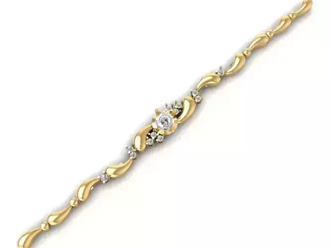 Women Bracelet with Central Round Stone and Accents 1358