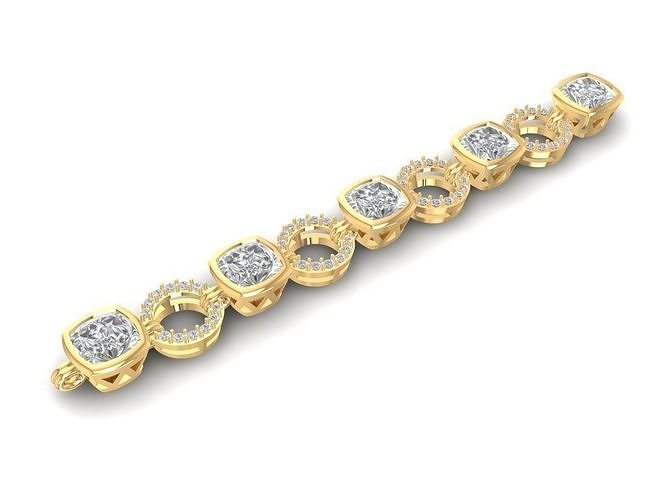 Luxury Gold Bracelet with Cushion Cut and Pave Links 1359