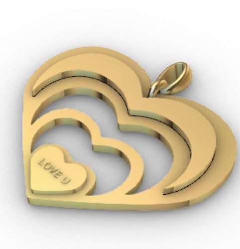 Pendant heart gold Free 3D print model
