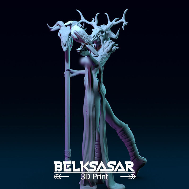 Female Wendigo Pose 3 Topless and Nude 3D print model_9