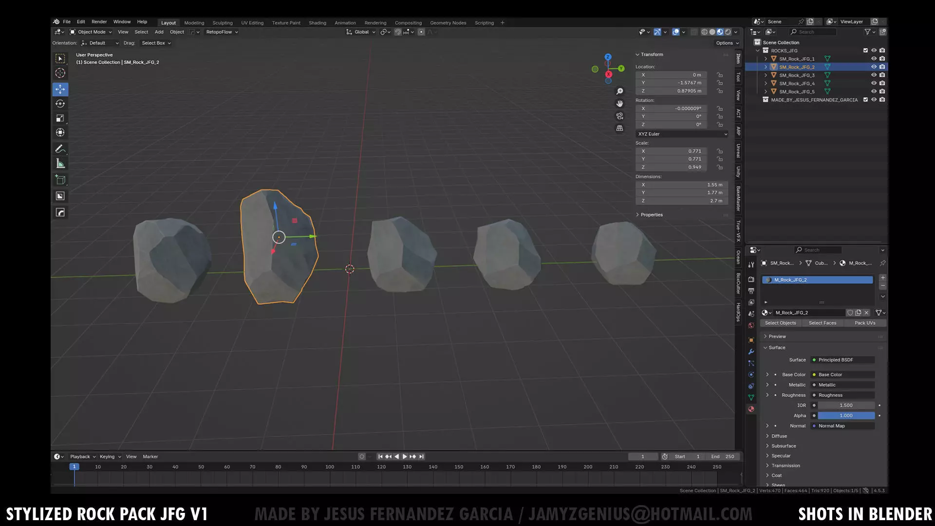 Stylized Rock Pack JFG V1 Low-poly 3D model_3