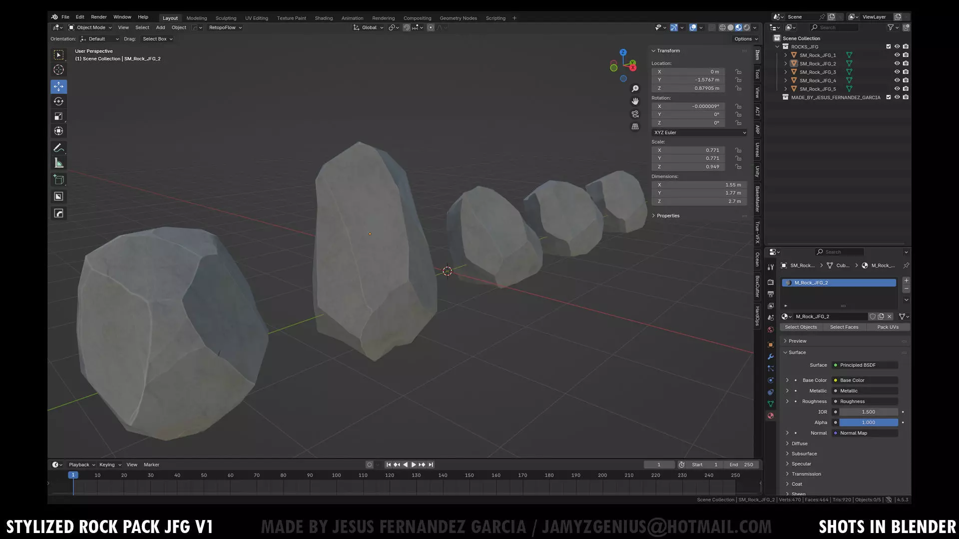 Stylized Rock Pack JFG V1 Low-poly 3D model_6
