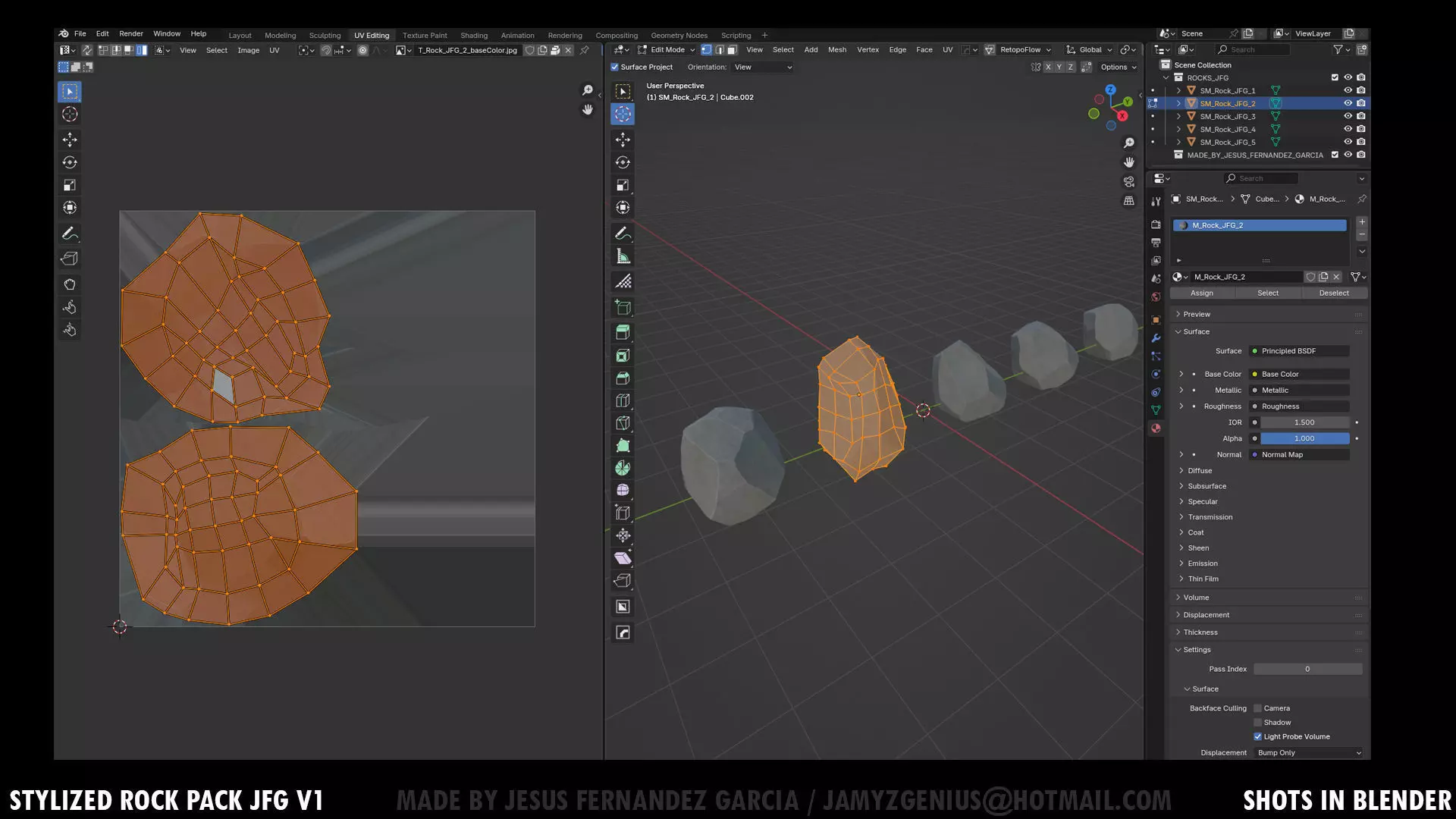 Stylized Rock Pack JFG V1 Low-poly 3D model_5