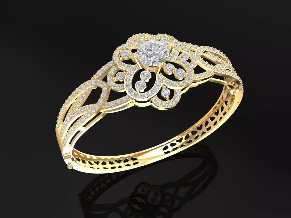 Vintage Floral Diamond Ring for Women 1633 3D print model