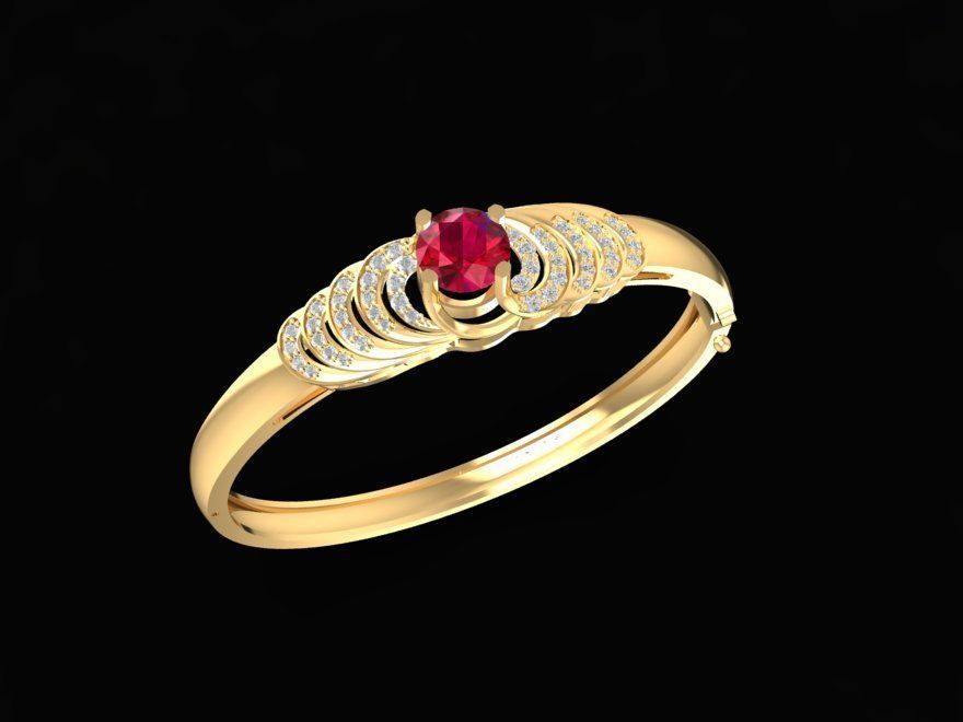 Classic Minimal Ruby Accent Ring for Women 1634 3D print model_3