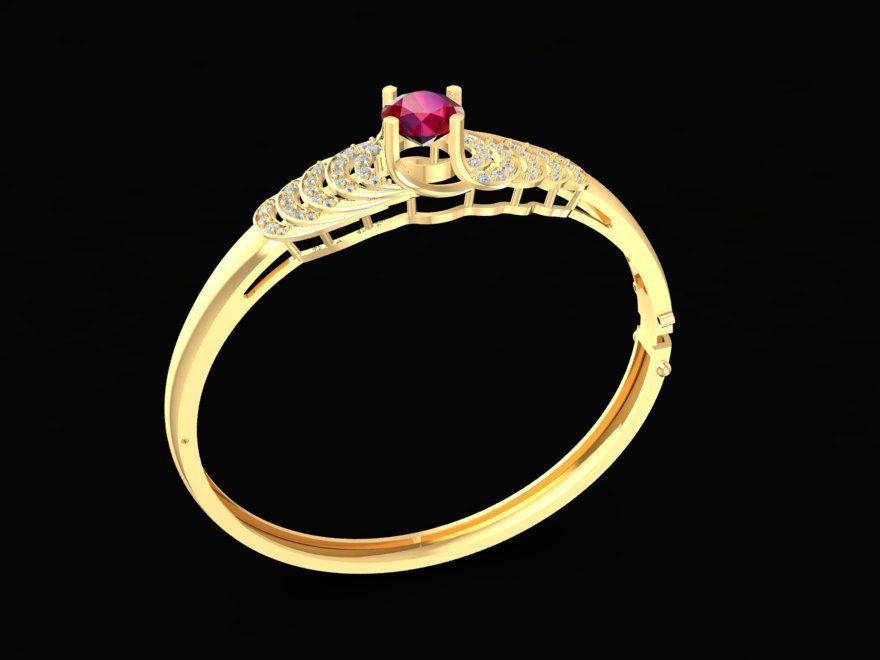 Classic Minimal Ruby Accent Ring for Women 1634 3D print model_1