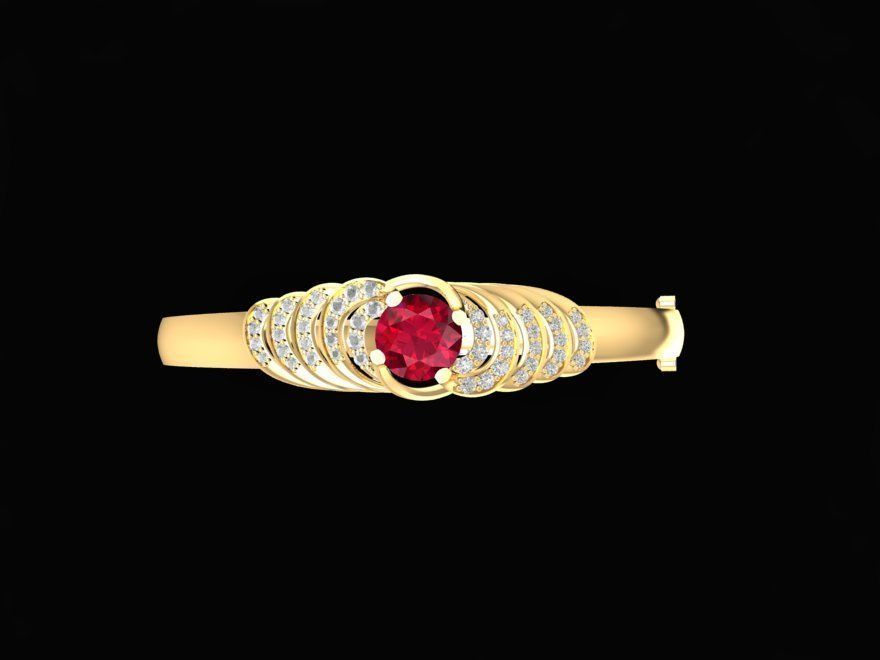 Classic Minimal Ruby Accent Ring for Women 1634 3D print model_2