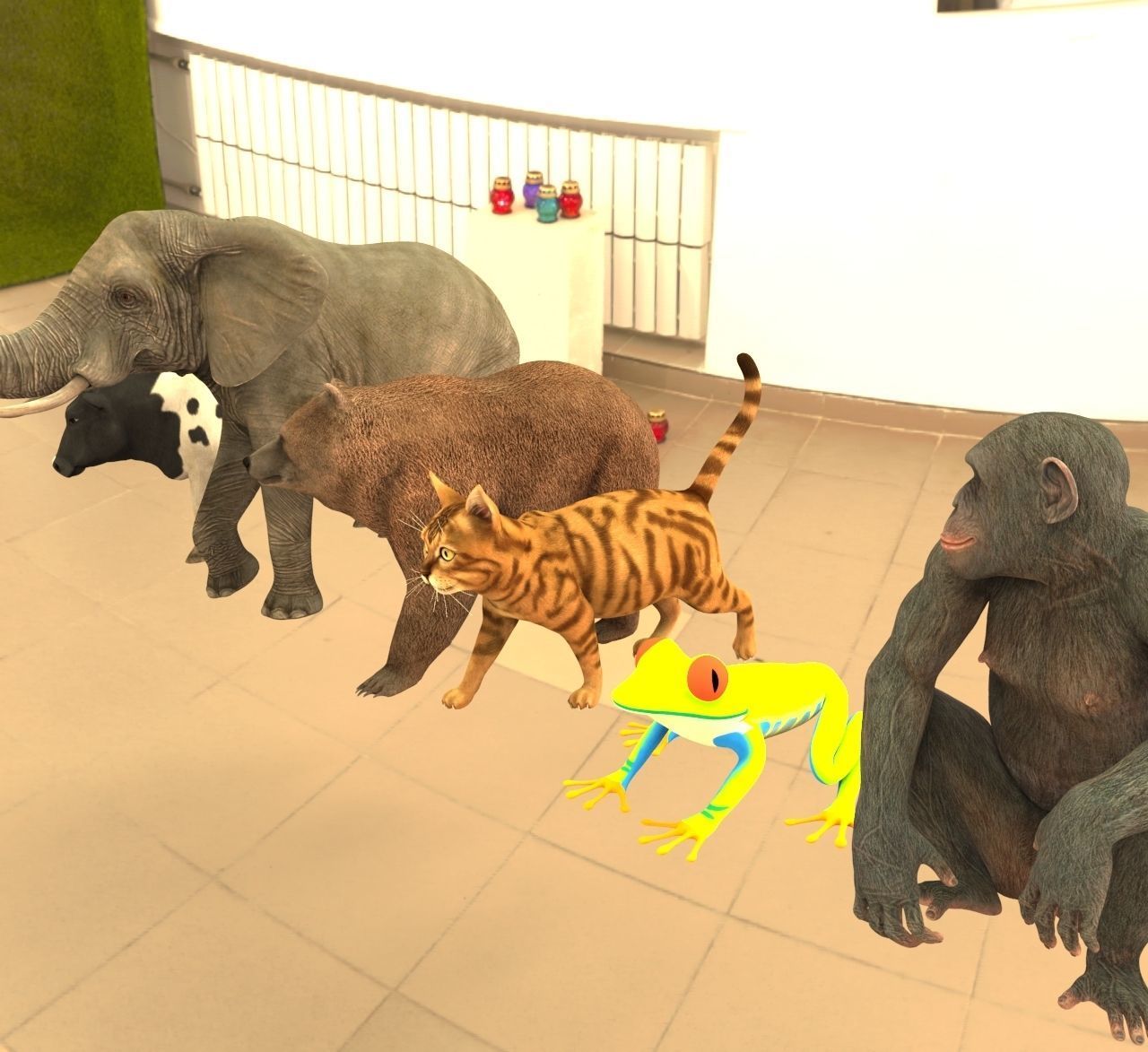 animal group forest 3D model_2