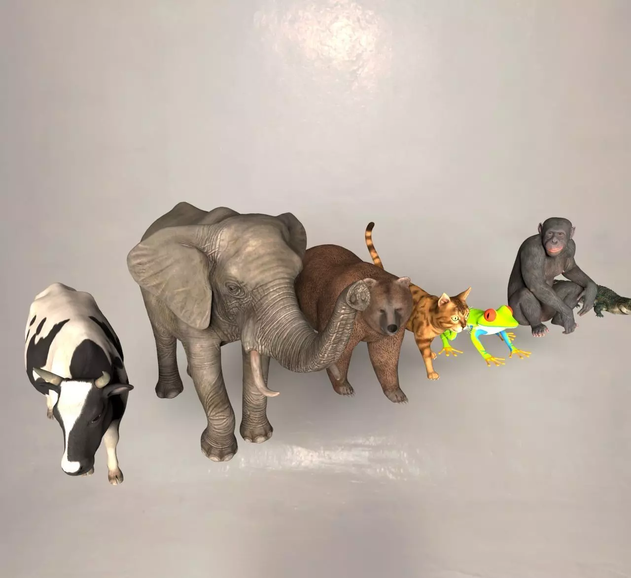 animal group forest 3D model_0