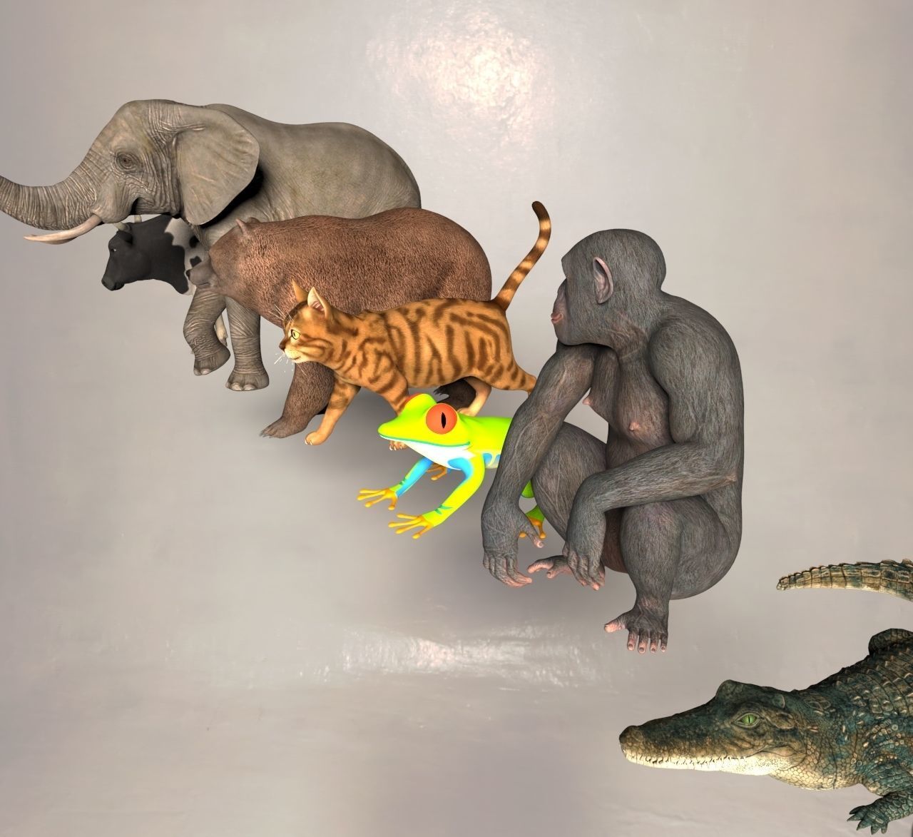 animal group forest 3D model_1