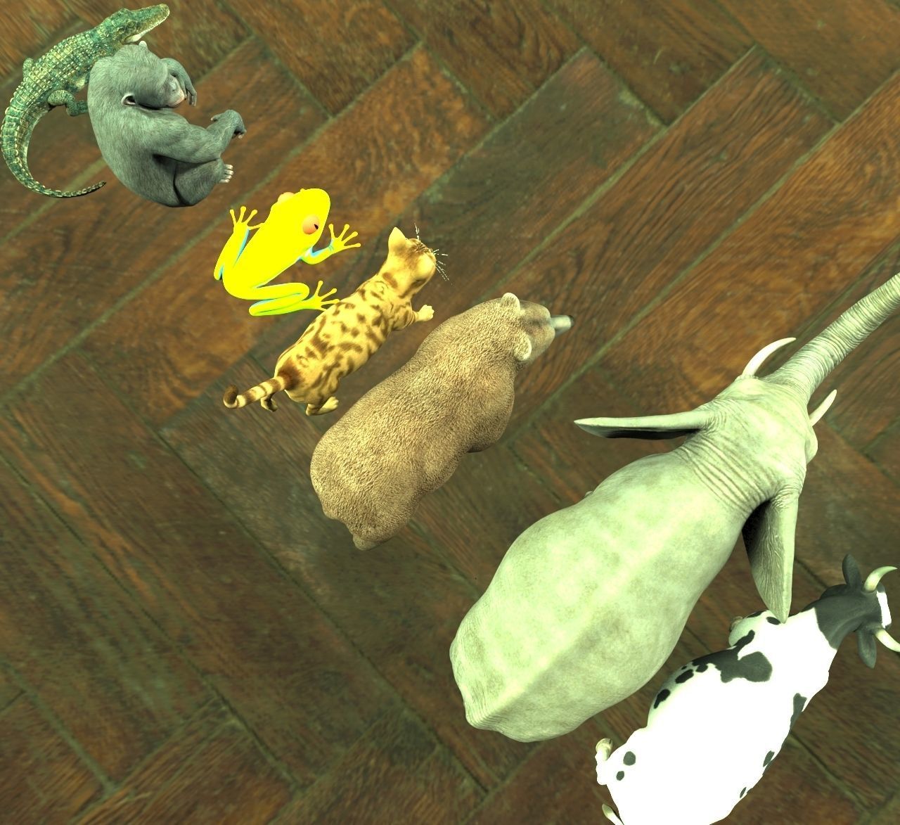 animal group forest 3D model_4