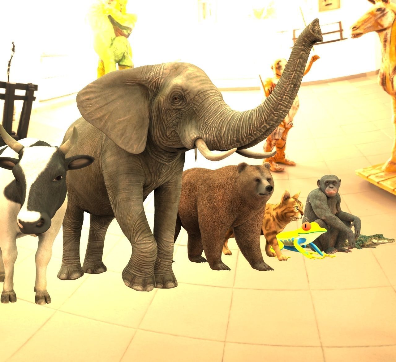 animal group forest 3D model_3