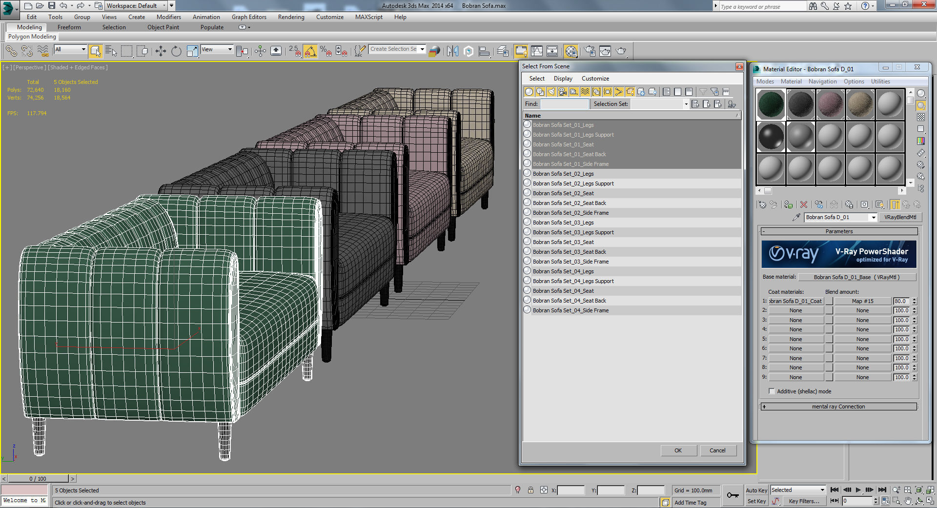 Bobran Modern Velvet Sofa 3D model_9