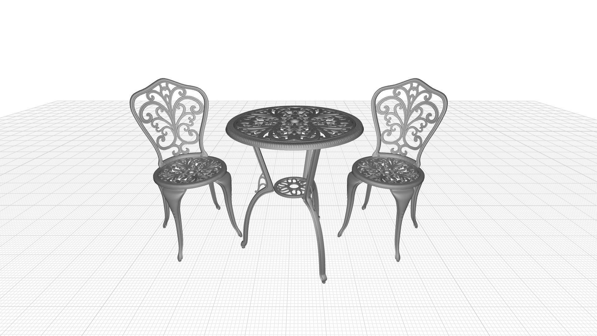 Erik Round Long Bistro Table Set 3D model_7