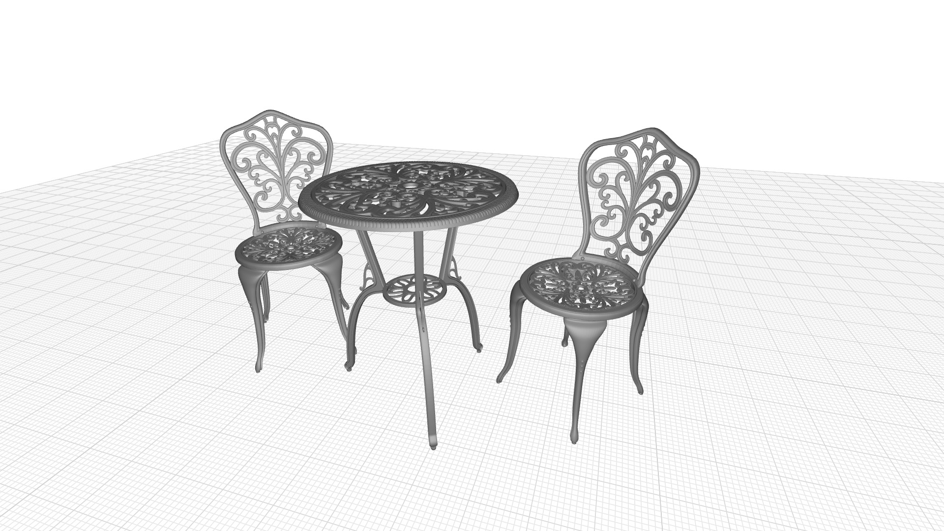 Erik Round Long Bistro Table Set 3D model_6