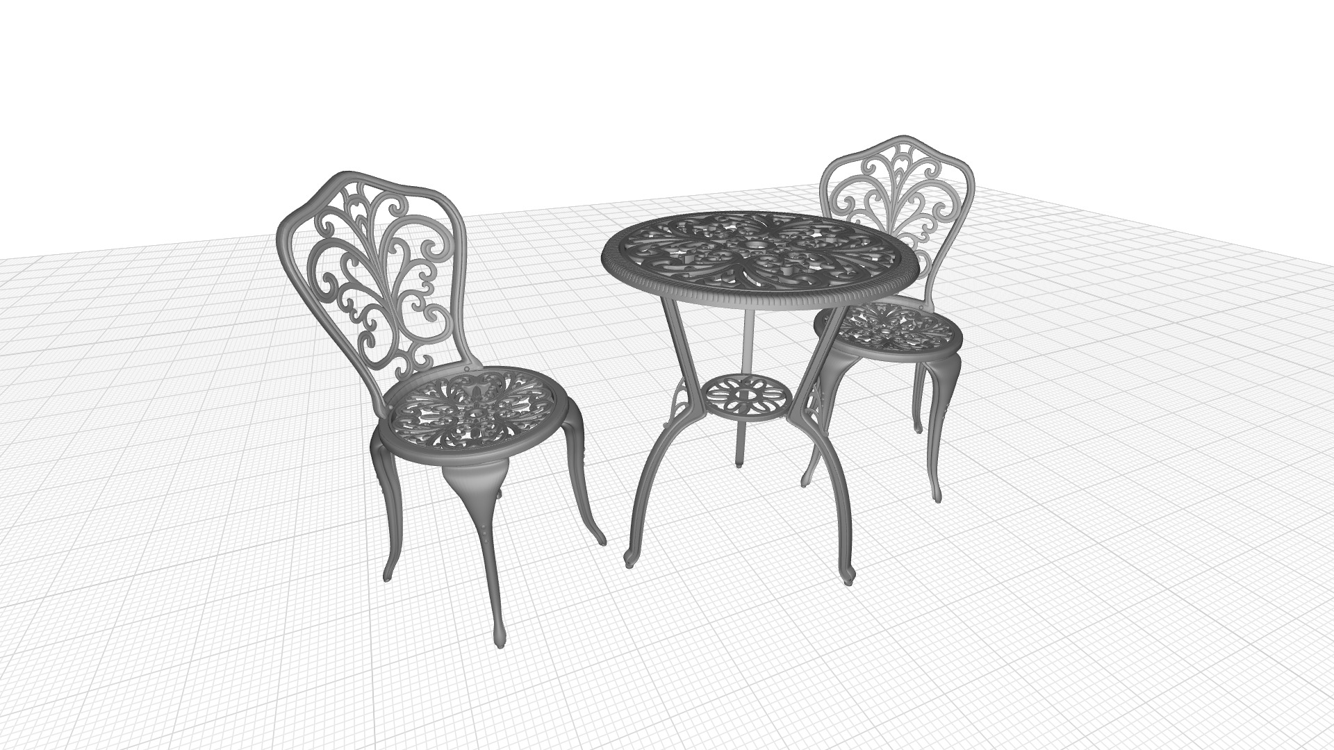 Erik Round Long Bistro Table Set 3D model_8