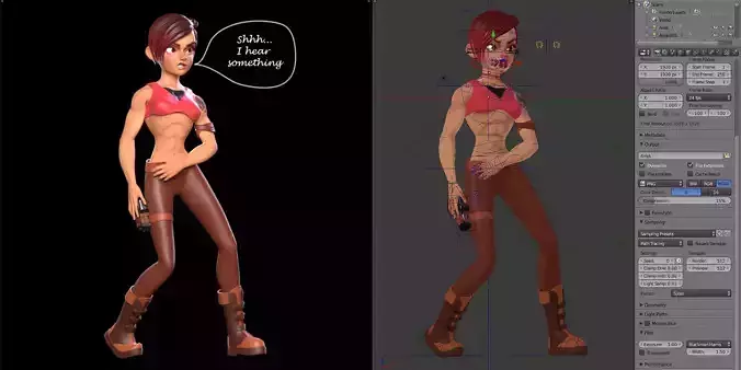 Rigged - Stylized Character Woman - Rinna - Blender