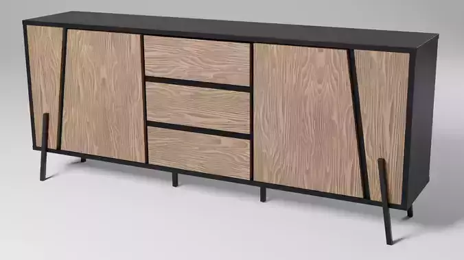 BLACKPOOL 3 Drawer Sideboard Dark Wood