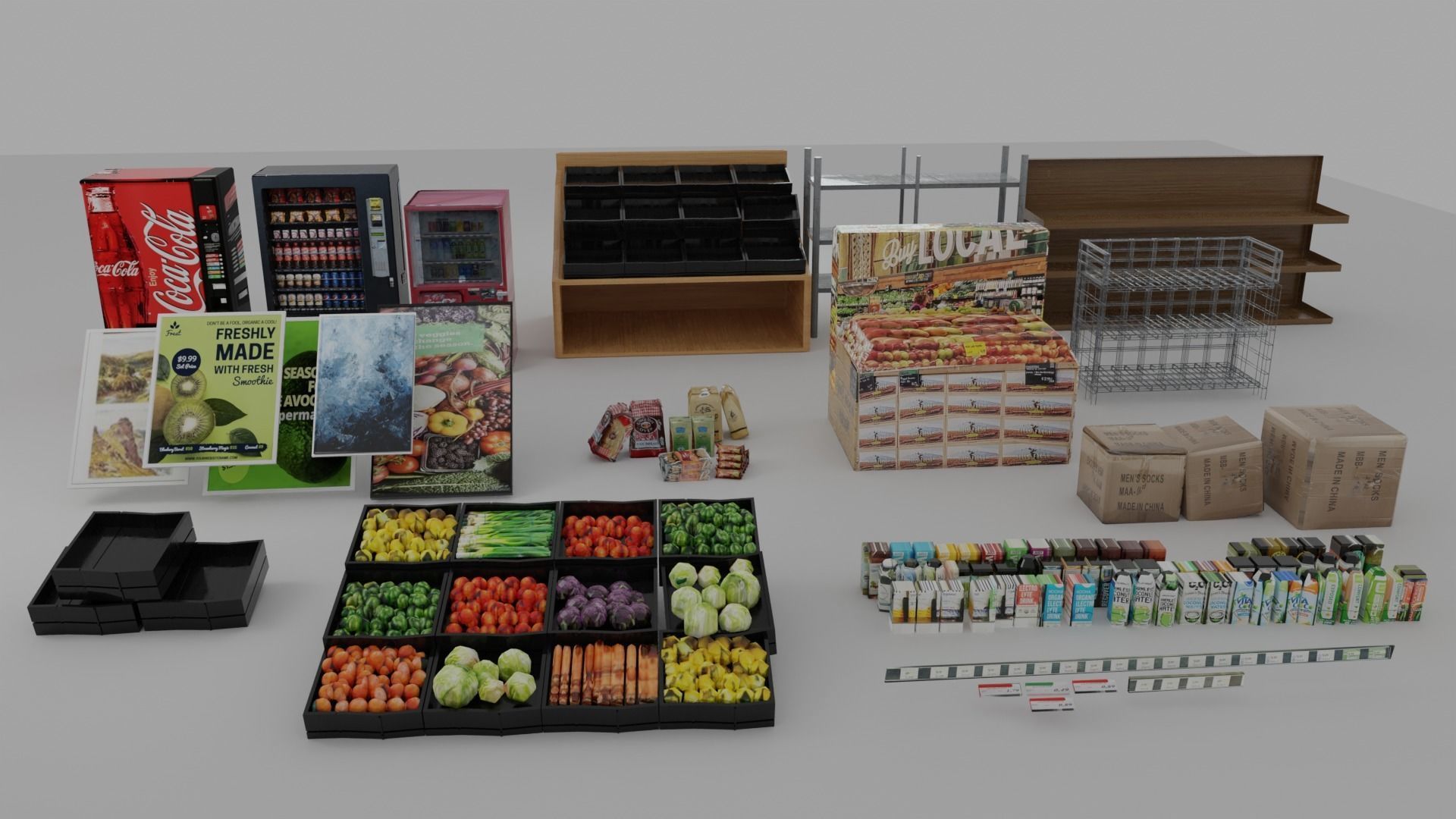 Grocery Store Asset Pack- Game Ready Low-poly 3D model_1