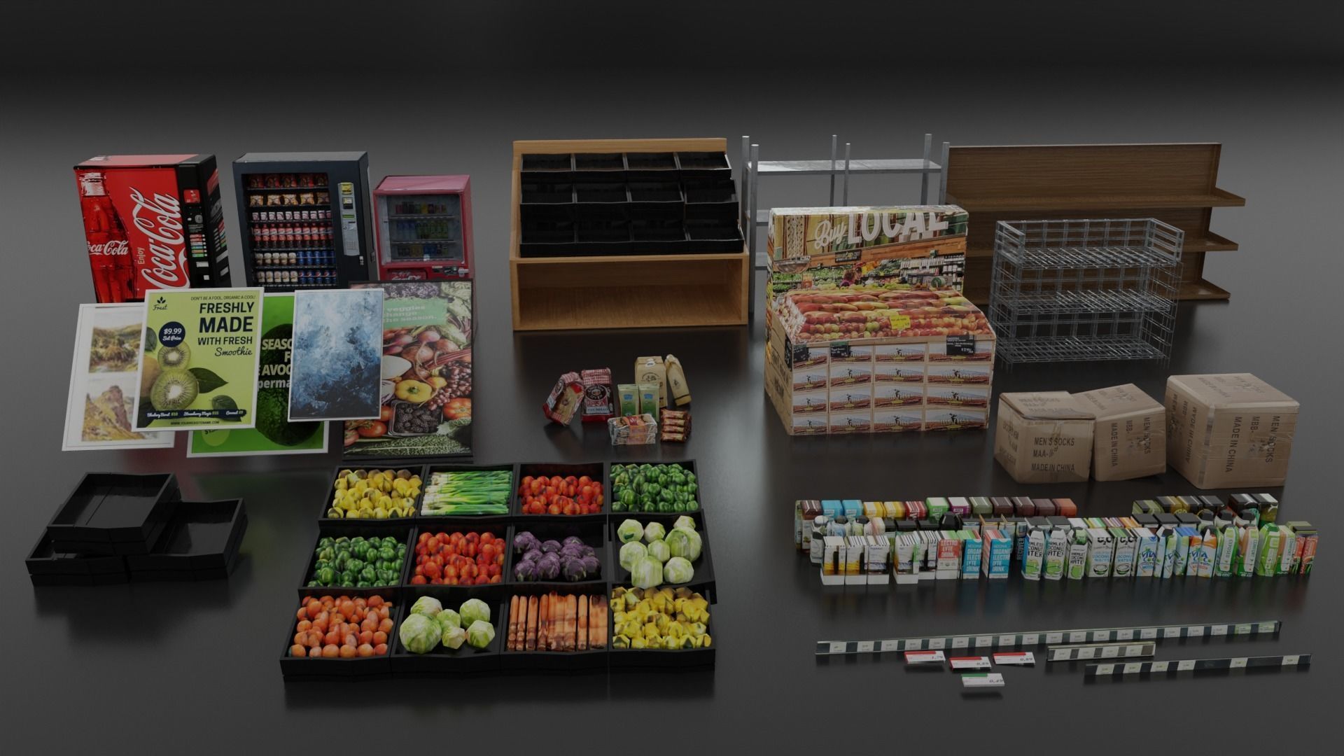 Grocery Store Asset Pack- Game Ready Low-poly 3D model_2